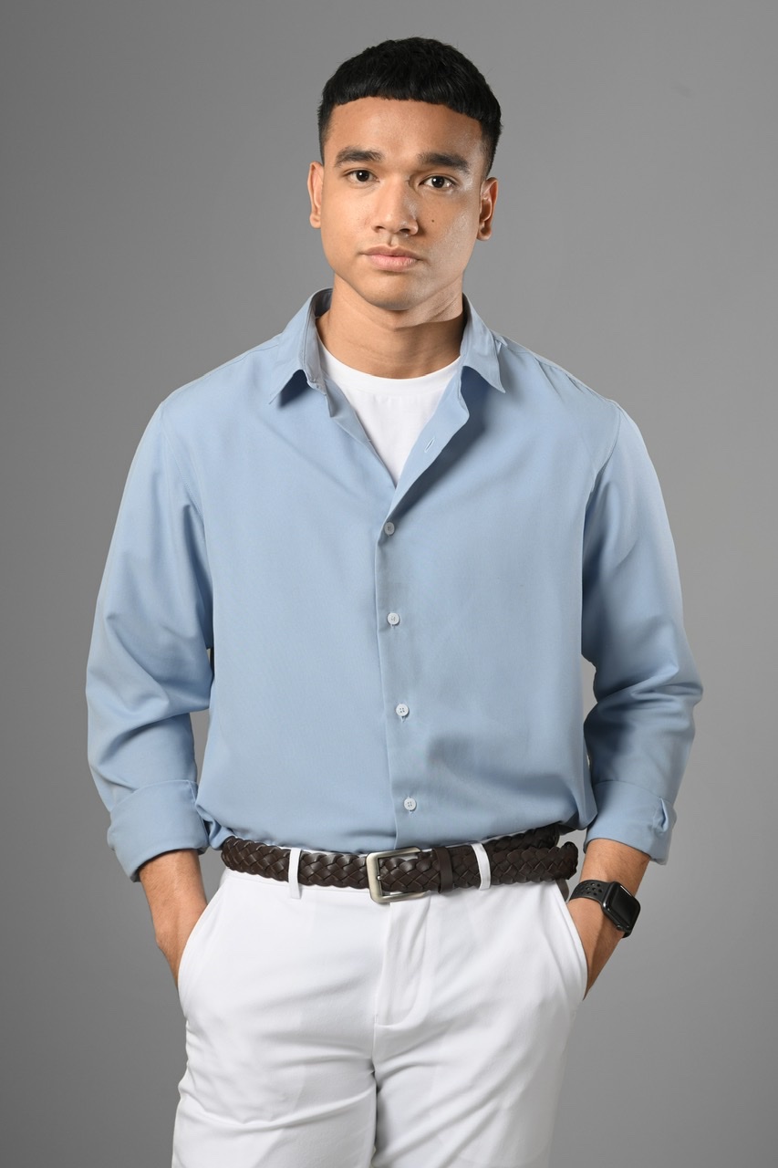 GANGNAM LONG SLEEVE SHIRT FADED BLUE