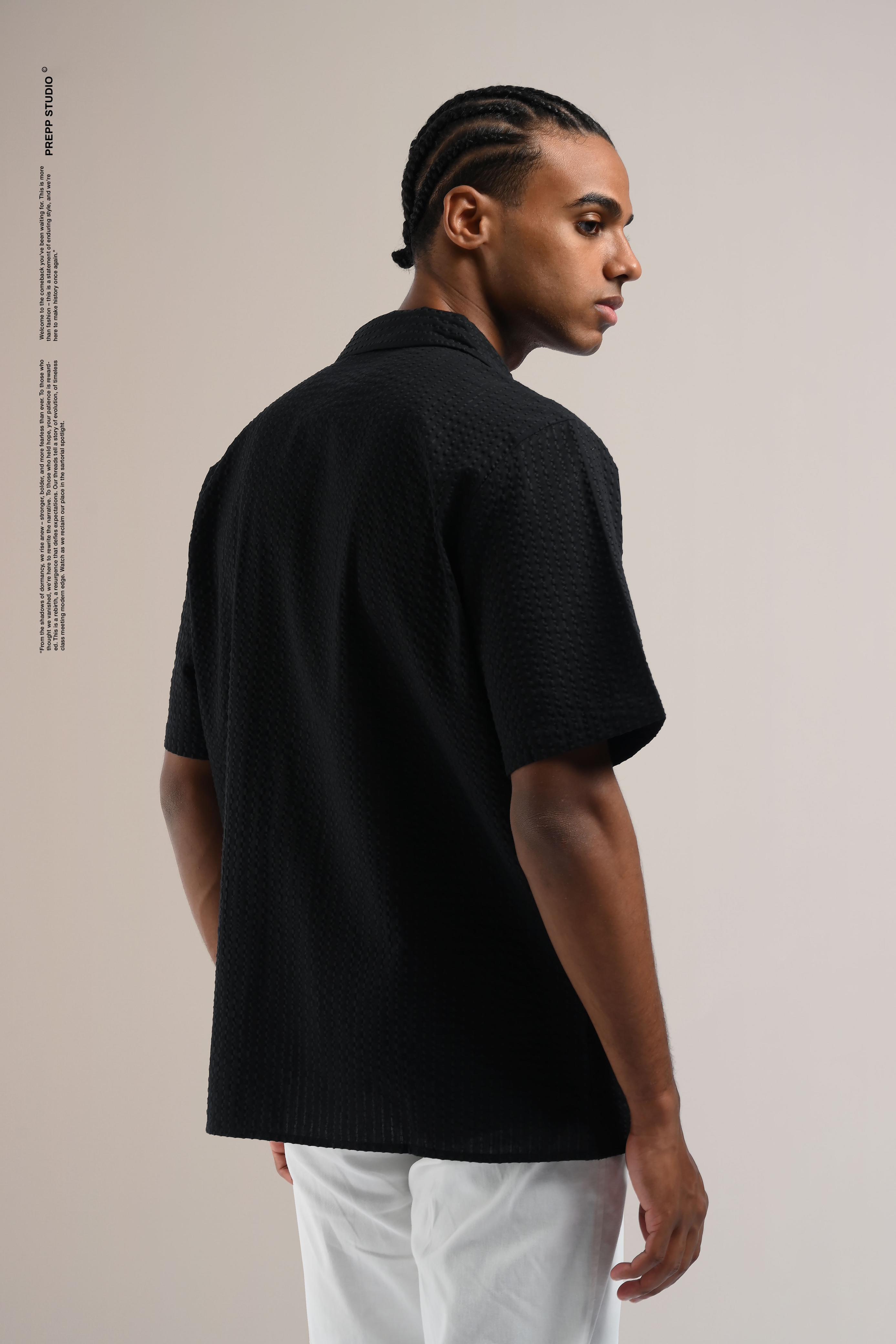 VELOFORE SEERSUCKER SHORT SLEEVE SHIRT BLACK