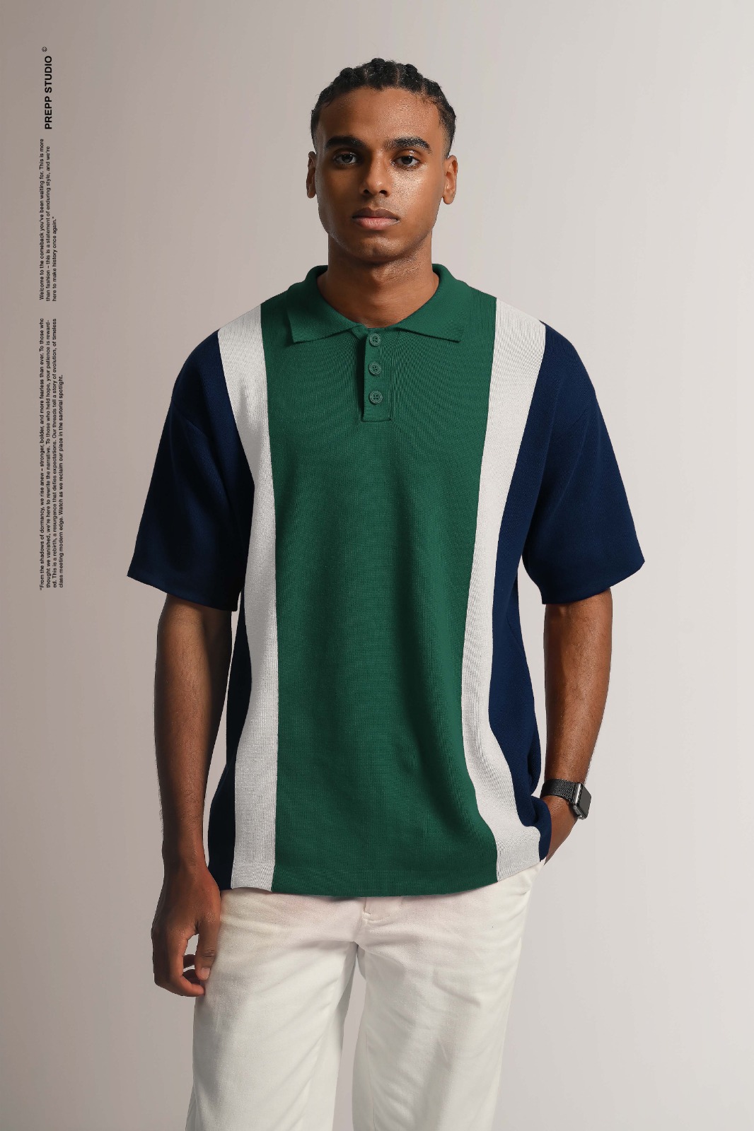 POLO STRIPE SENSE 3 STRIPE GREEN NAVY