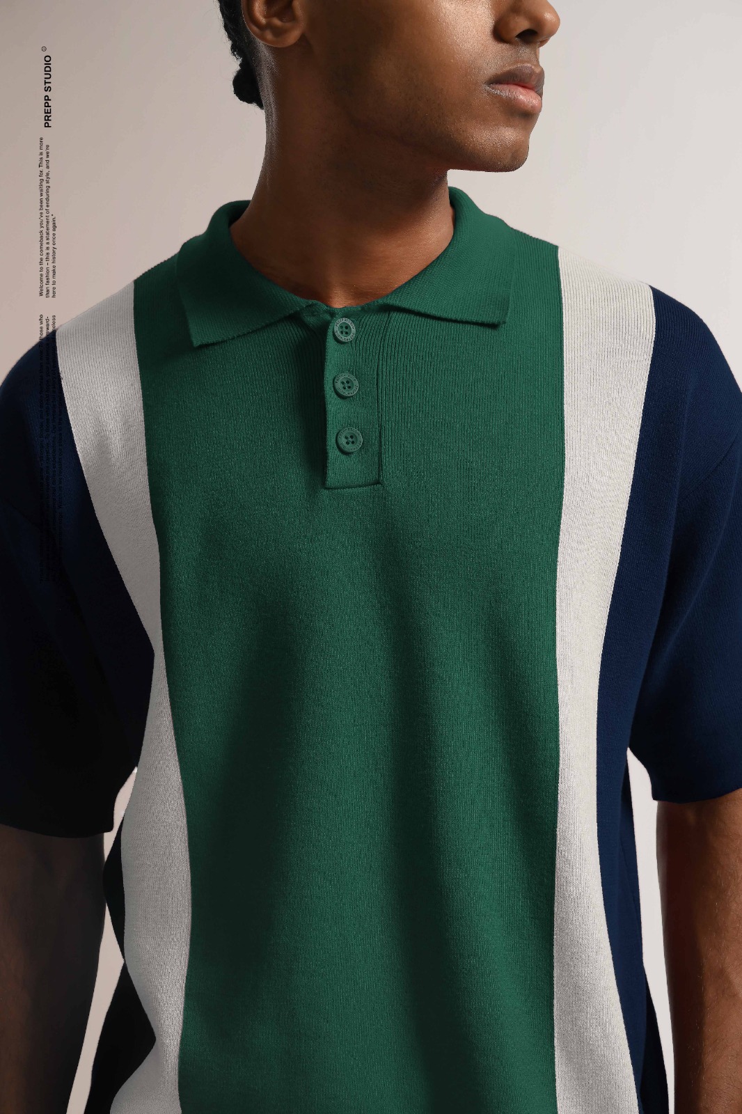 POLO STRIPE SENSE 3 STRIPE GREEN NAVY