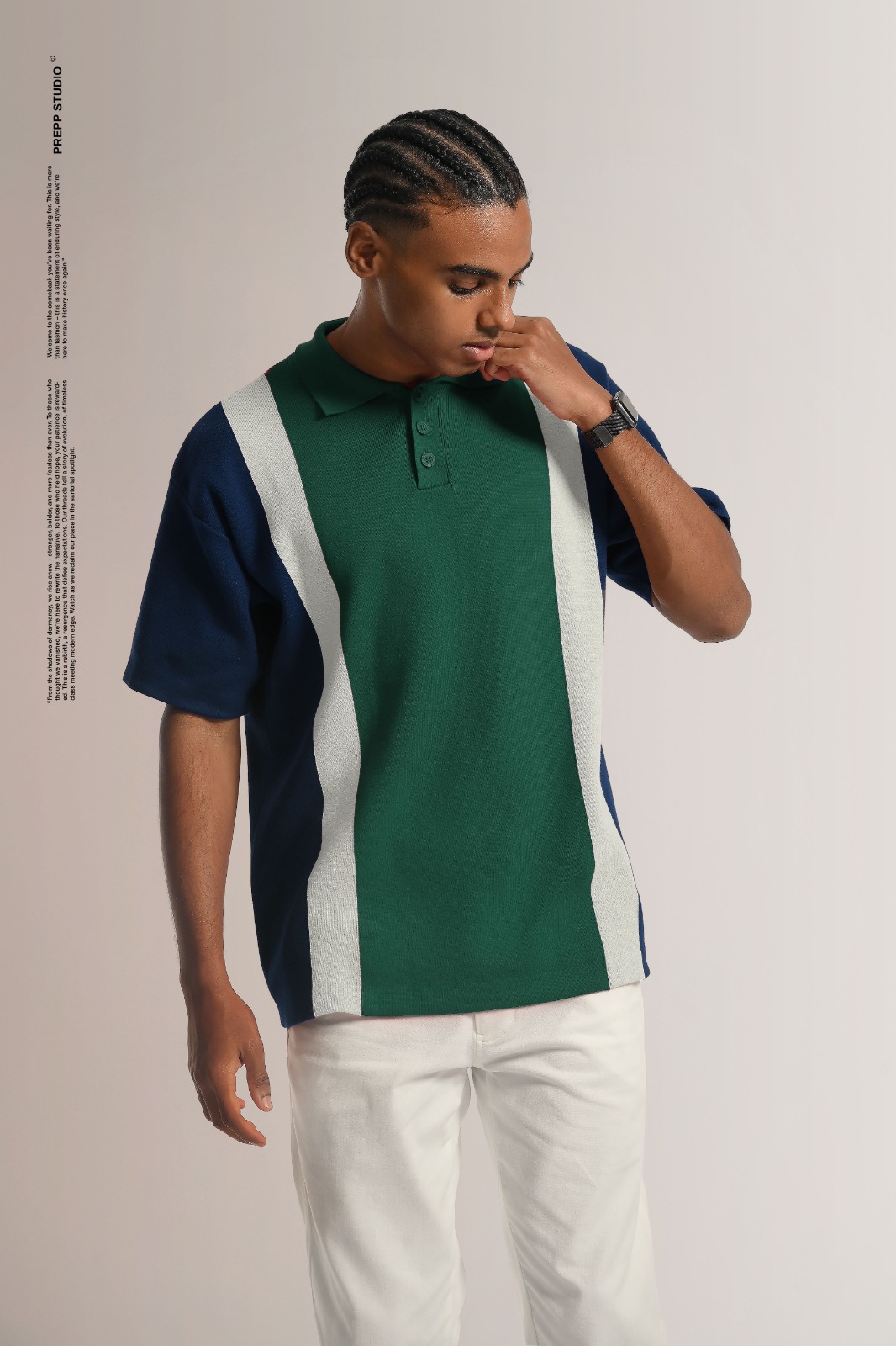 POLO STRIPE SENSE 3 STRIPE GREEN NAVY