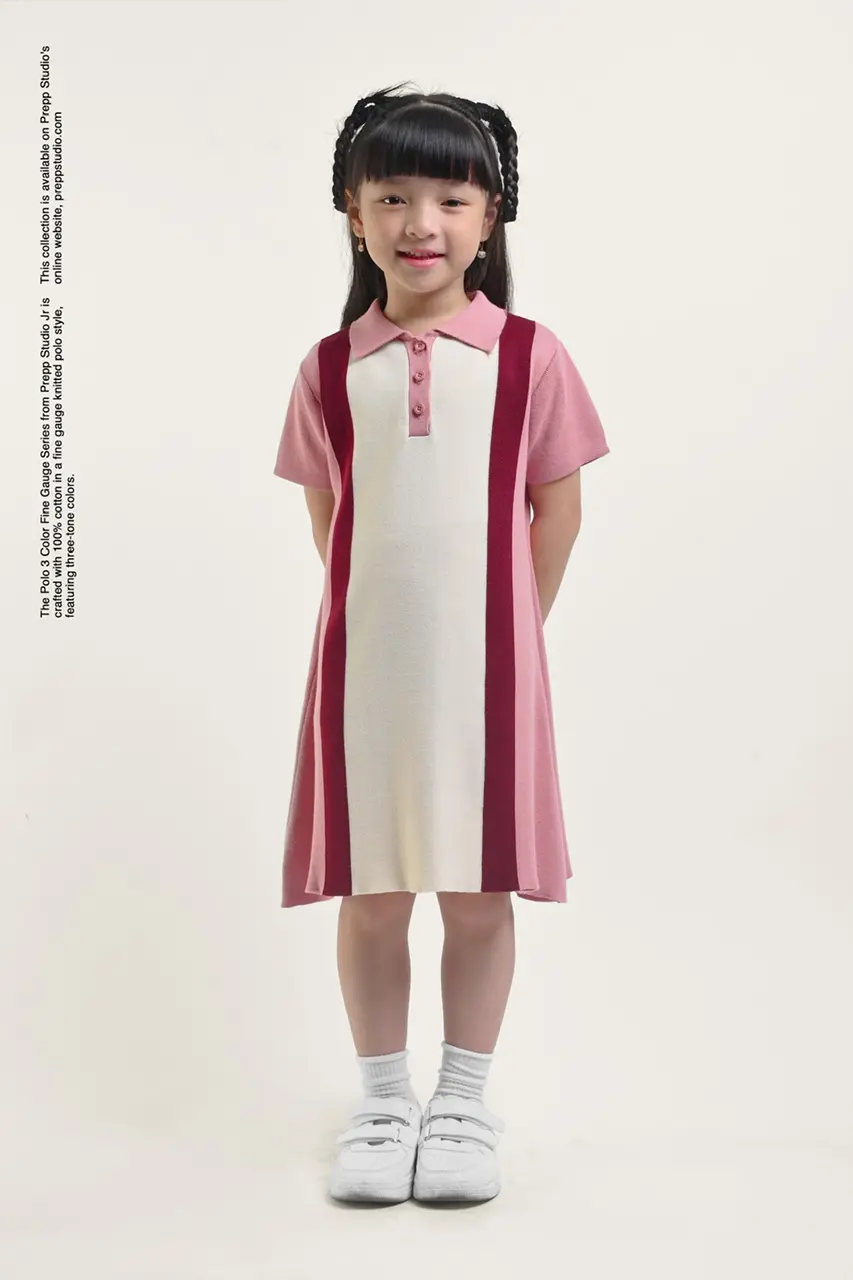 POLO DRESS 3 COLORS FINE GAUGE ROSE