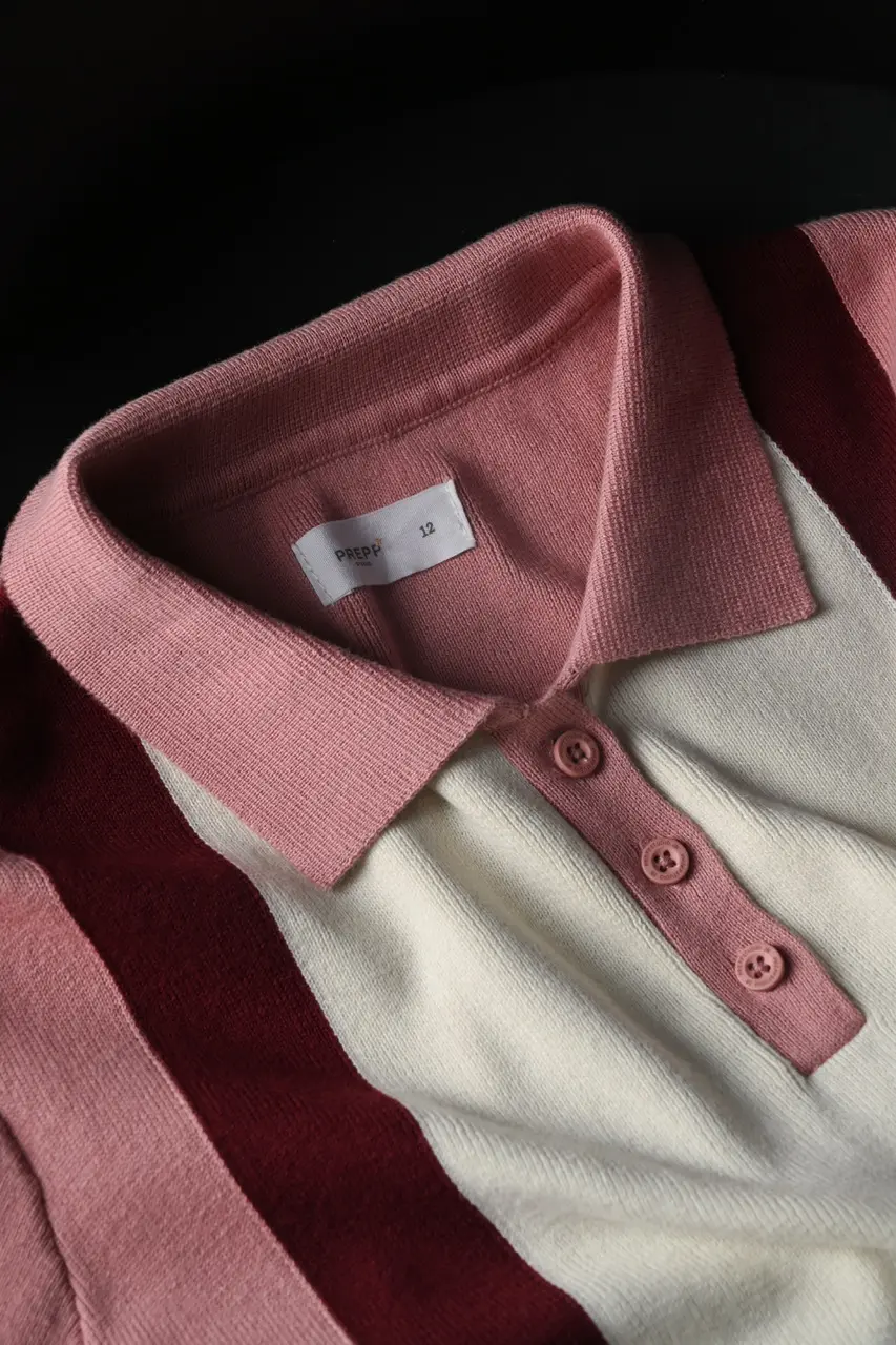 POLO DRESS 3 COLORS FINE GAUGE ROSE