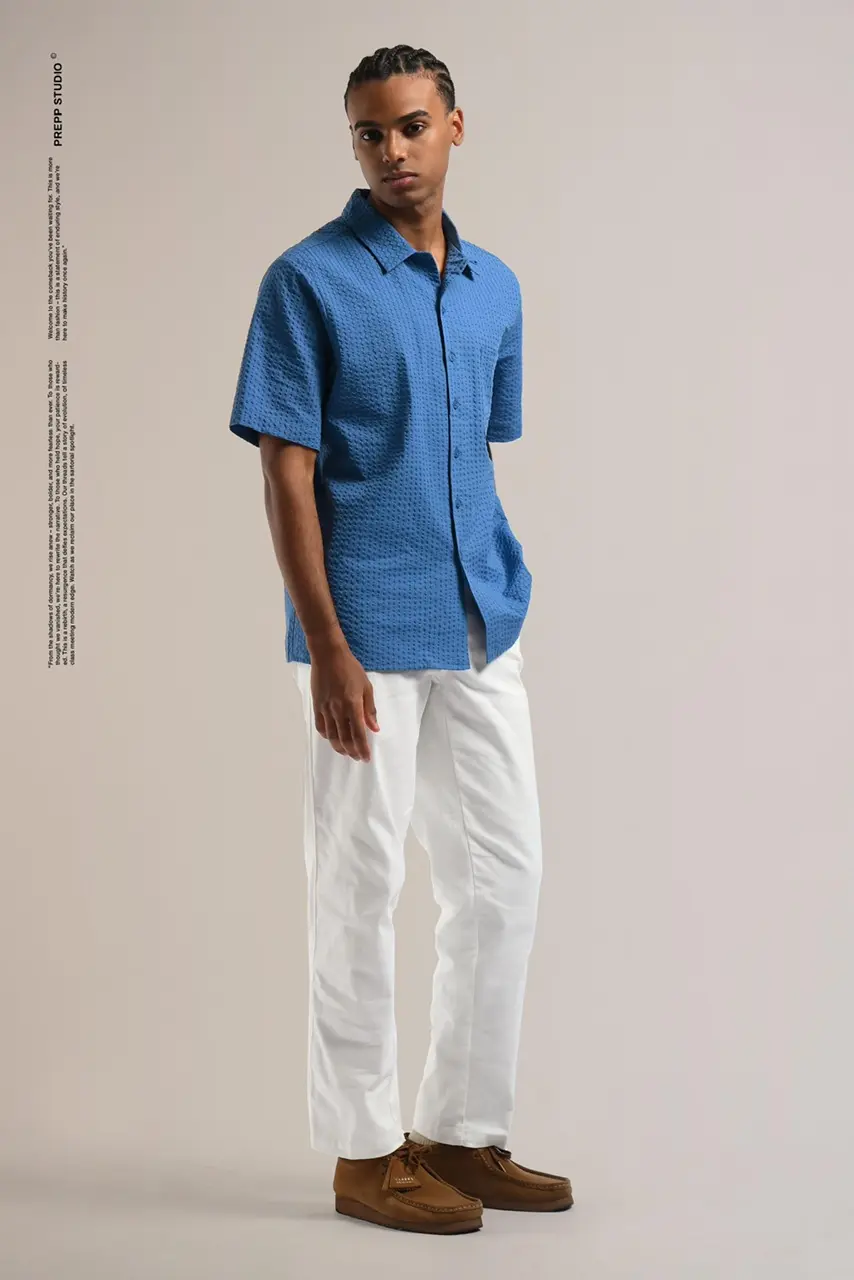 PSFS95-VELOFORE SEERSUCKER SHORT SLEEVE ATLANTIC BLUE
