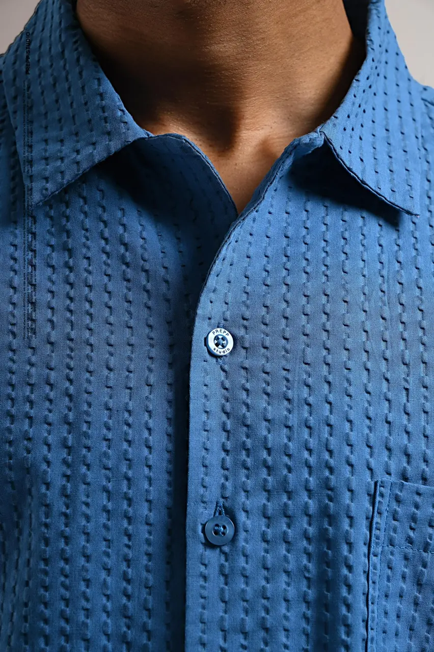 PSFS95-VELOFORE SEERSUCKER SHORT SLEEVE ATLANTIC BLUE
