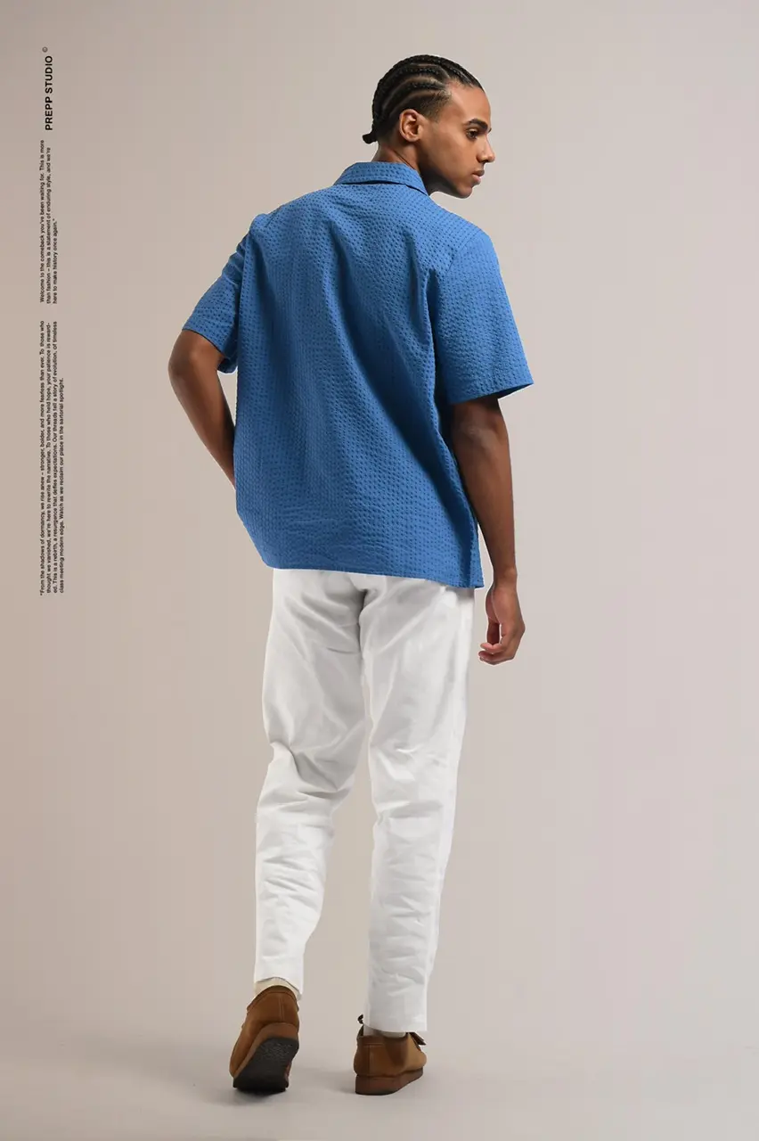 PSFS95-VELOFORE SEERSUCKER SHORT SLEEVE ATLANTIC BLUE