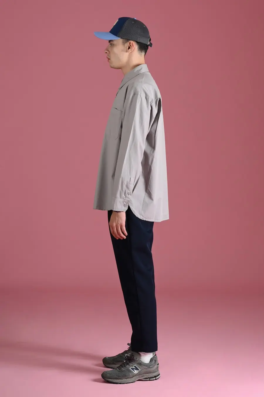 PSDT13-DREXEL OVERSIZED SHIRT BASIC COLLAR LIGHT GREY
