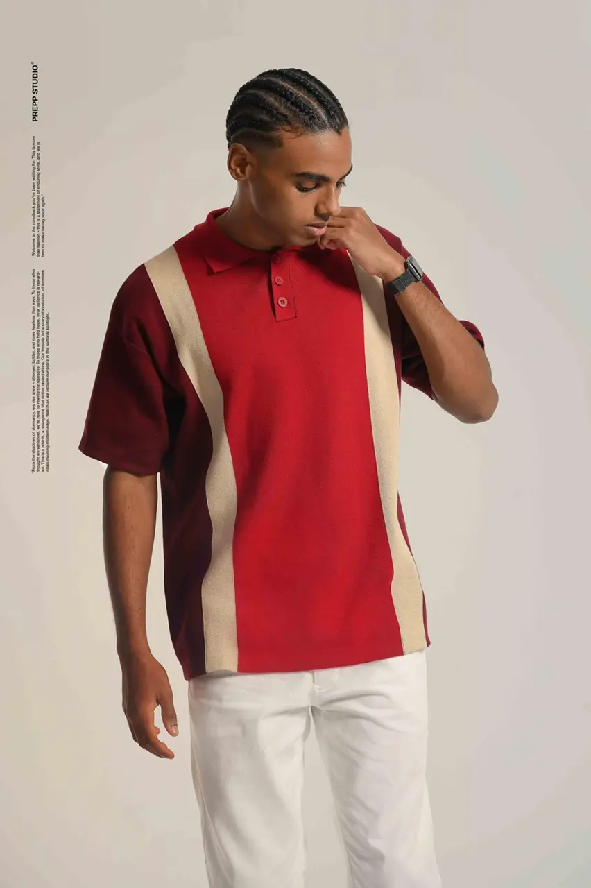 POLO STRIPE SENSE 3 STRIPE MAROON RED