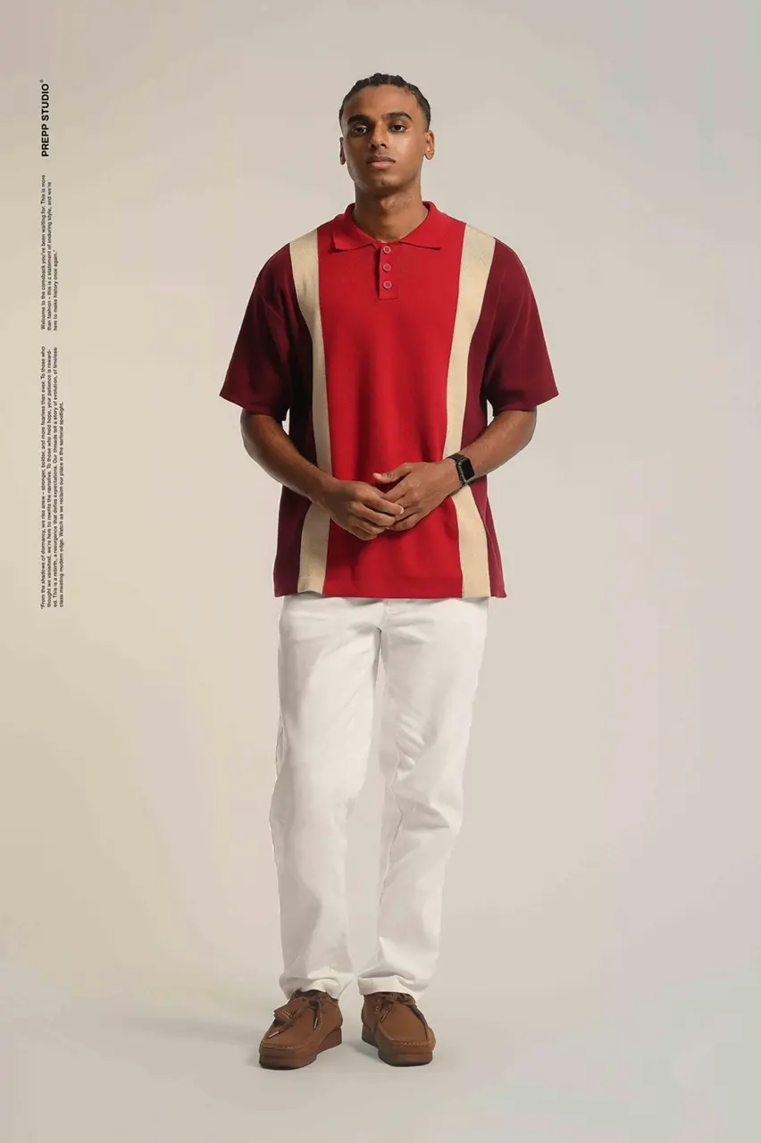 POLO STRIPE SENSE 3 STRIPE MAROON RED