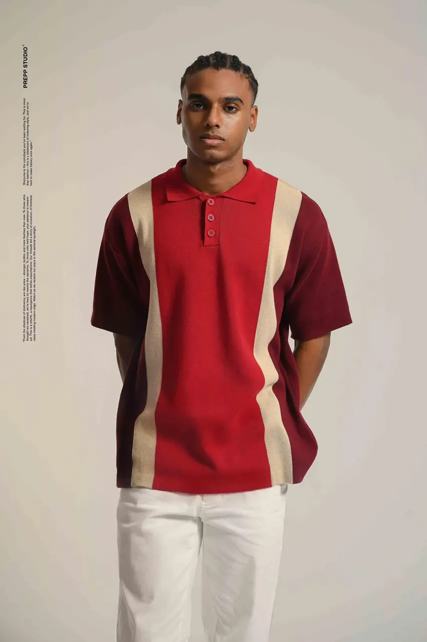 POLO STRIPE SENSE 3 STRIPE MAROON RED