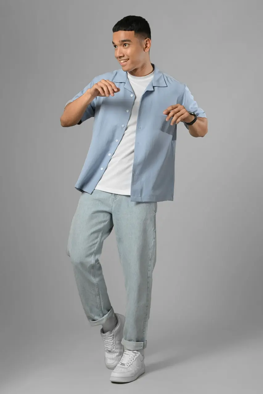 PSBH47-ULTIMATE CUBAN SHIRT FADED BLUE