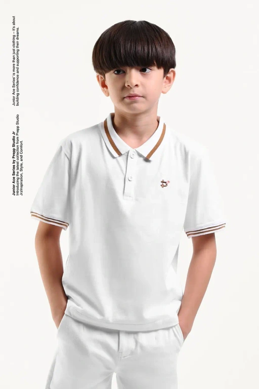 Image of ACE POLO SHIRT BOYS WHITE CHOCO