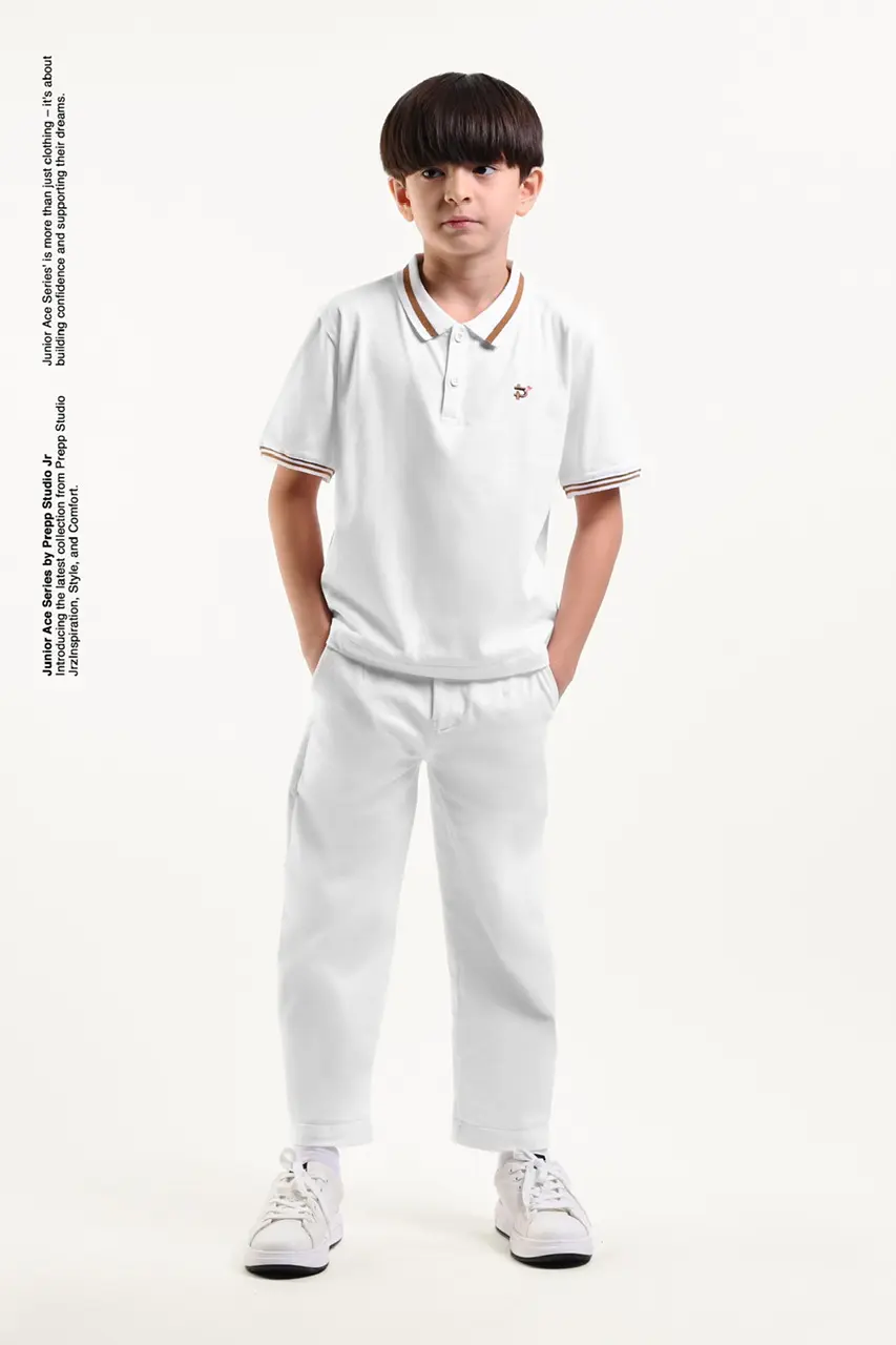 ACE POLO SHIRT BOYS WHITE CHOCO