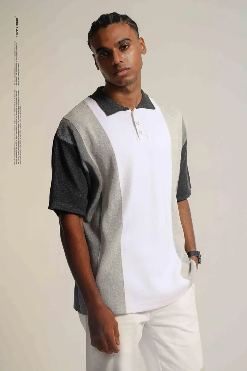 POLO STRIPE SENSE 4 STRIPE GREY WHITE