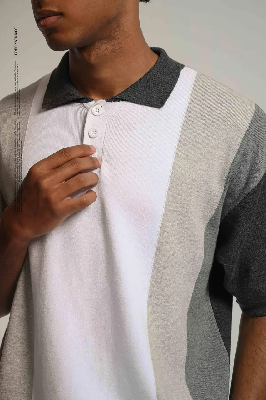 POLO STRIPE SENSE 4 STRIPE GREY WHITE