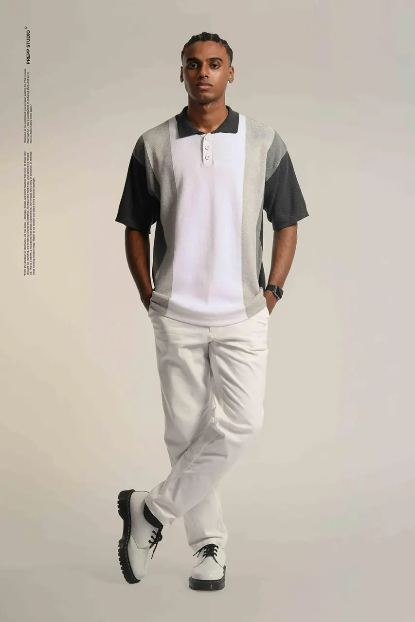 POLO STRIPE SENSE 4 STRIPE GREY WHITE