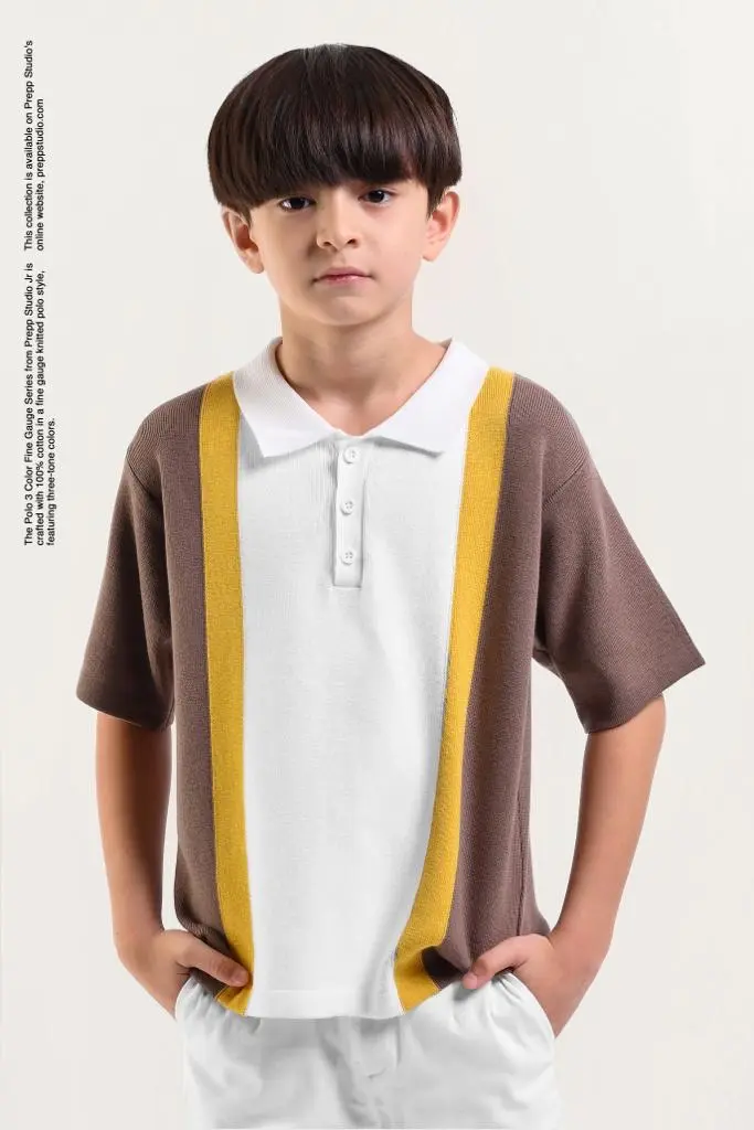 POLO SHIRT 3 COLOR FINE GAUGE MOCCA