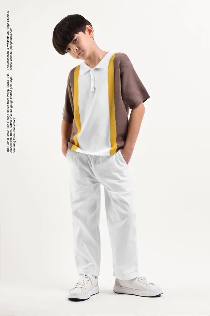 POLO SHIRT 3 COLOR FINE GAUGE MOCCA