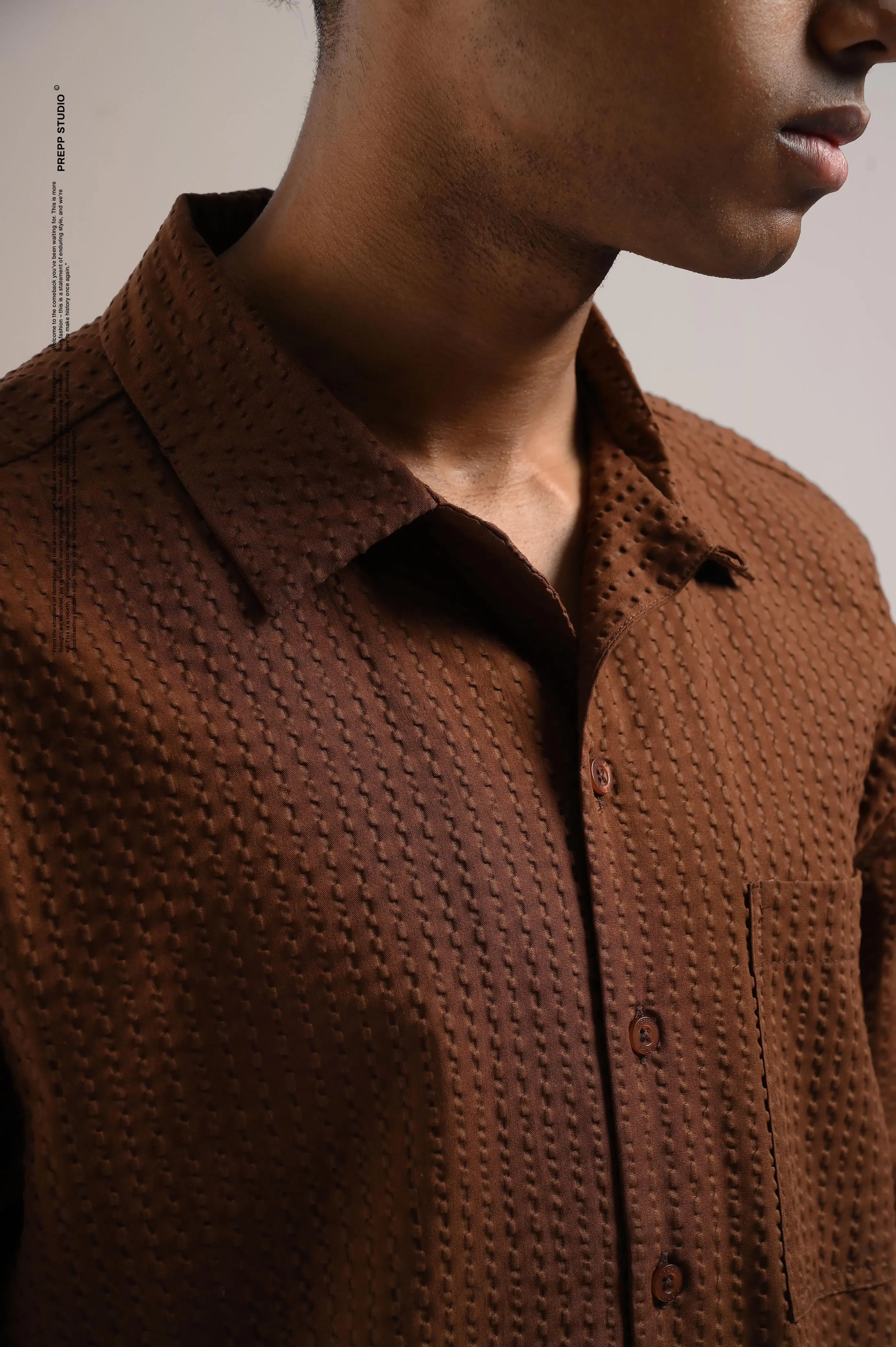PSFS05-VELOFORE SEERSUCKER SHORT SLEEVE BROWN