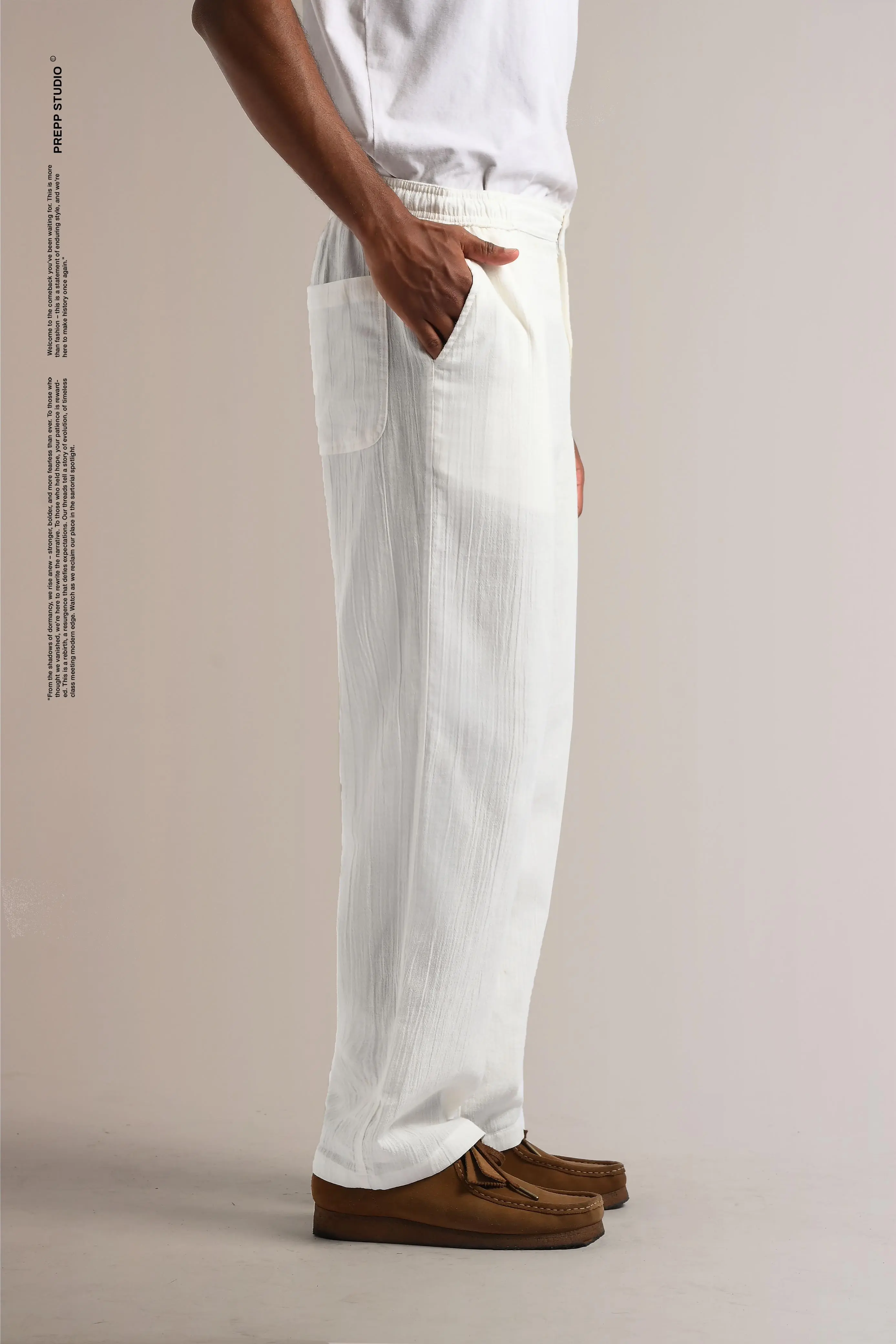 CORRUGATE CRINKLE PANTS WHITE