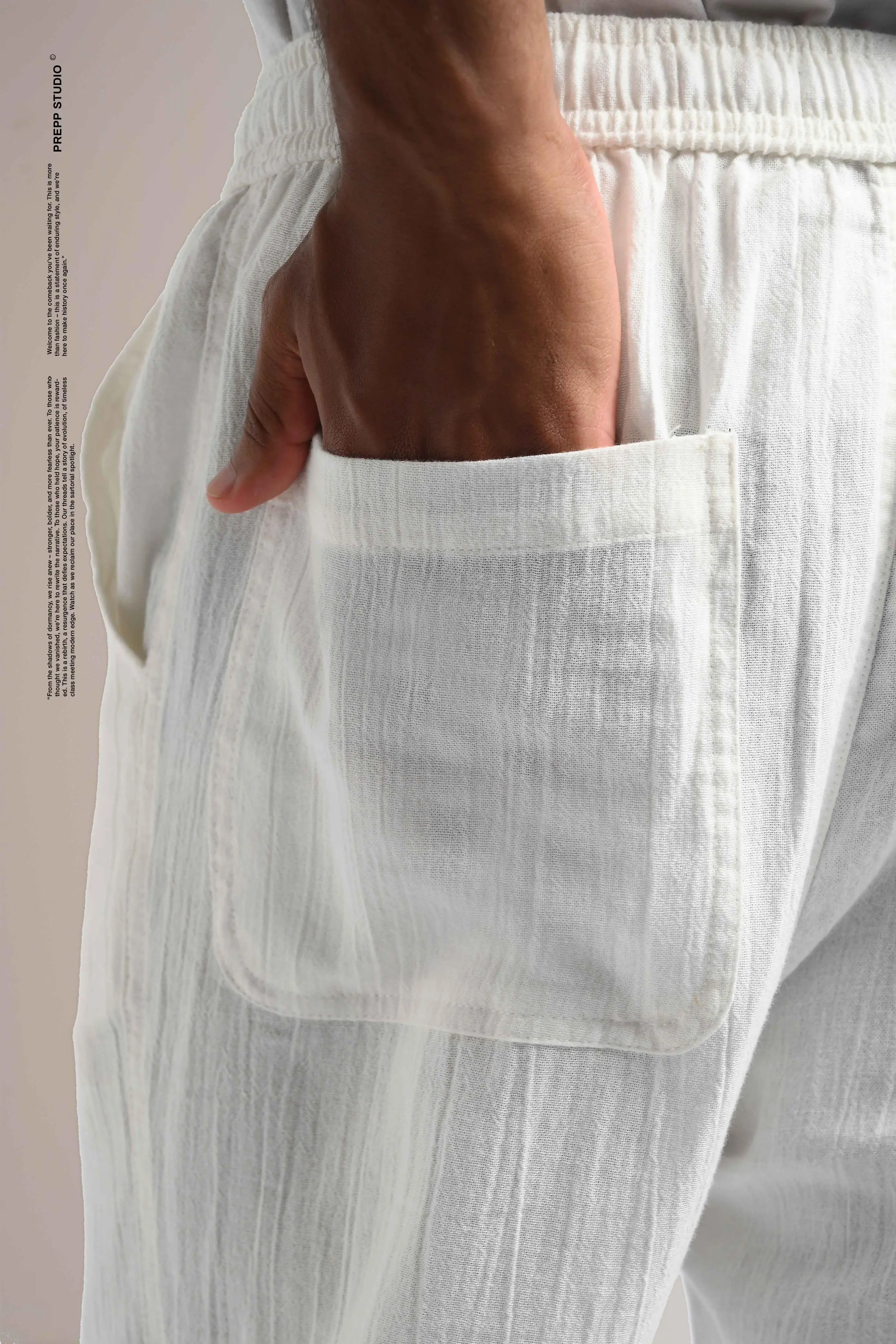 CORRUGATE CRINKLE PANTS WHITE