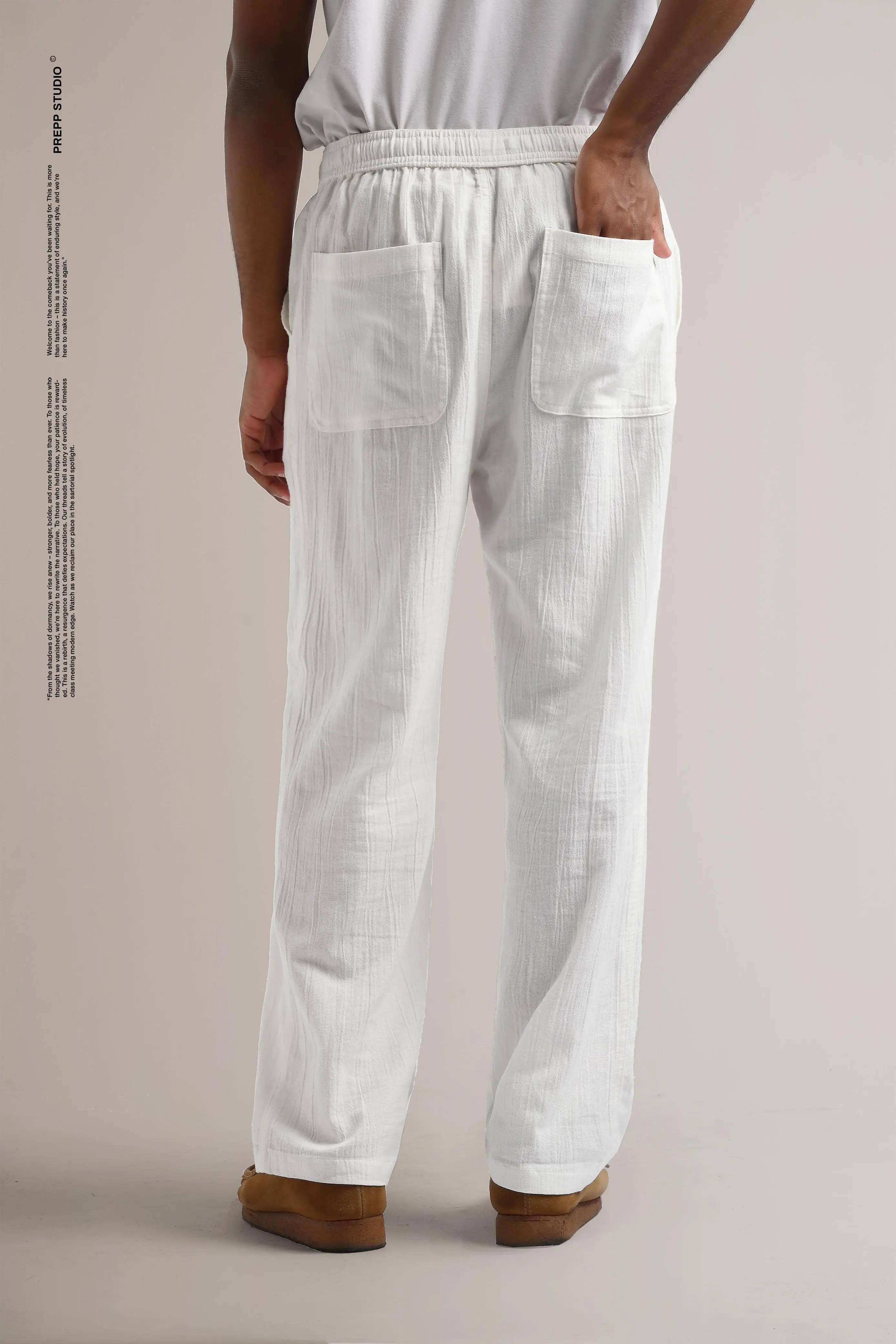 CORRUGATE CRINKLE PANTS WHITE