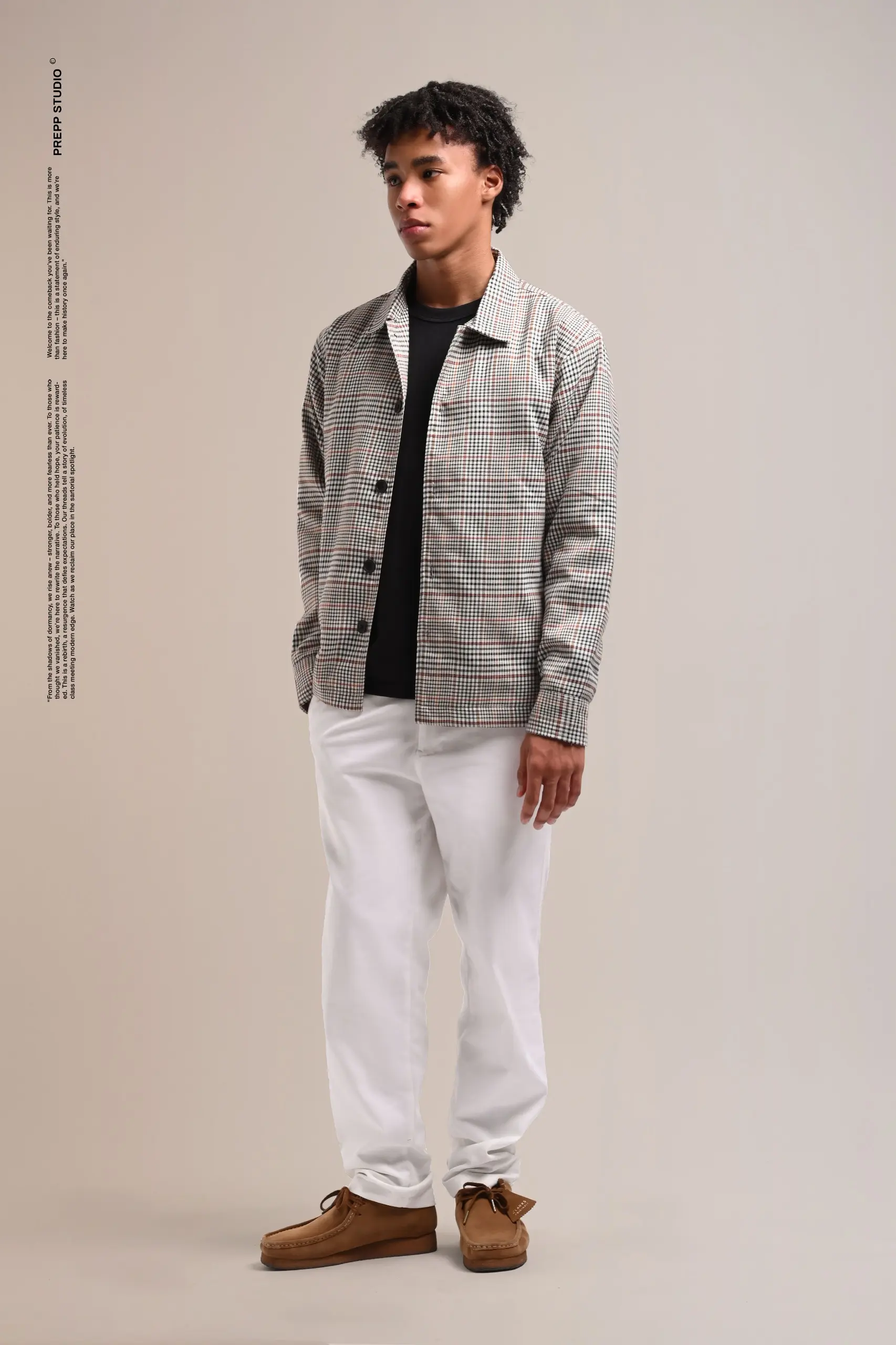 REMY TARTAN JACKET BROWN