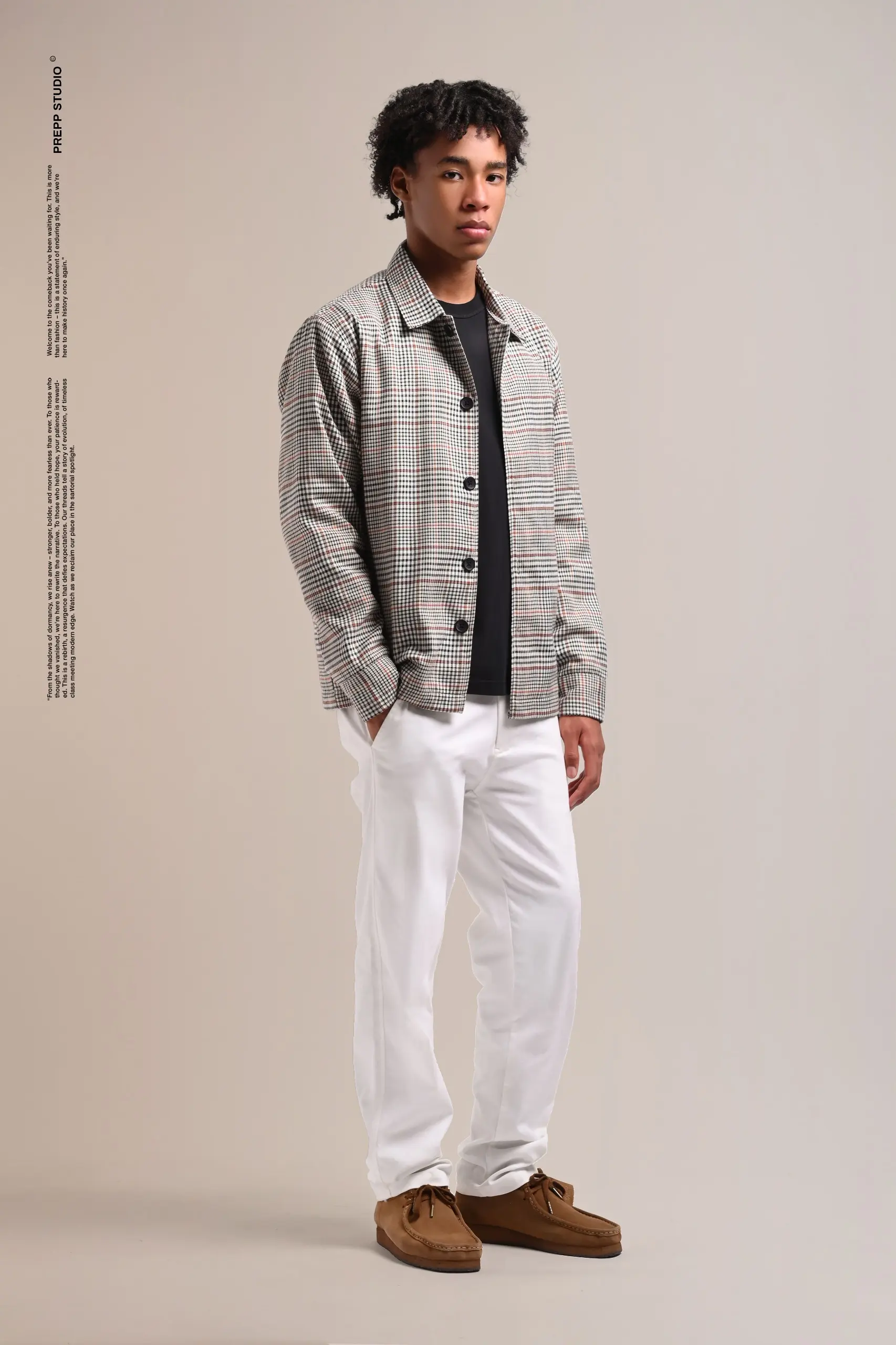 REMY TARTAN JACKET BROWN