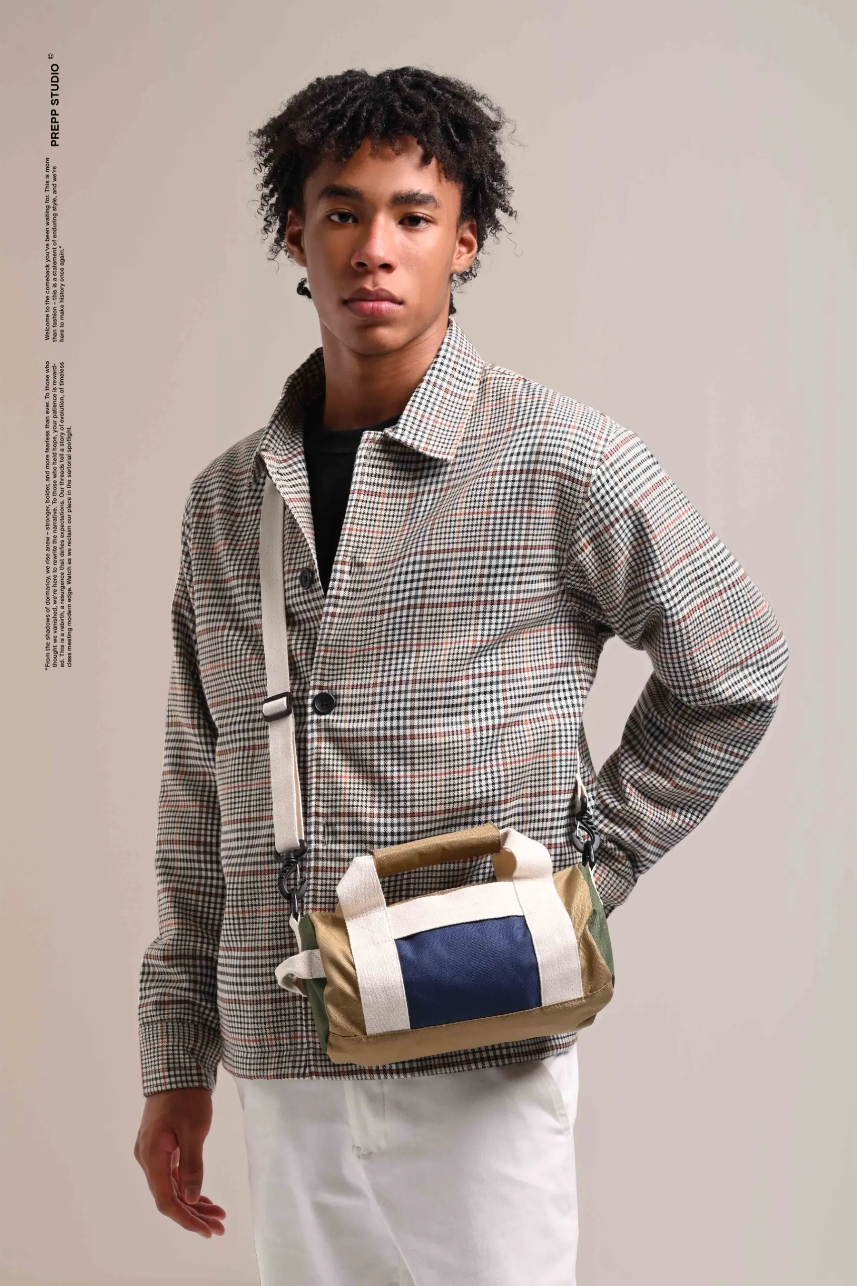REMY TARTAN JACKET BROWN