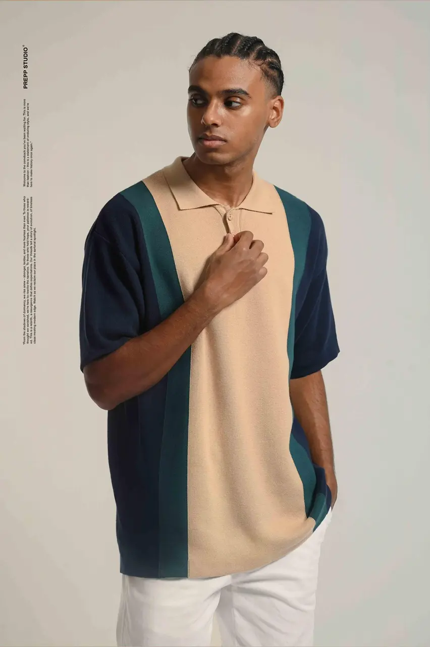 POLO STRIPE SENSE 3 STRIPE NAVY BROWN
