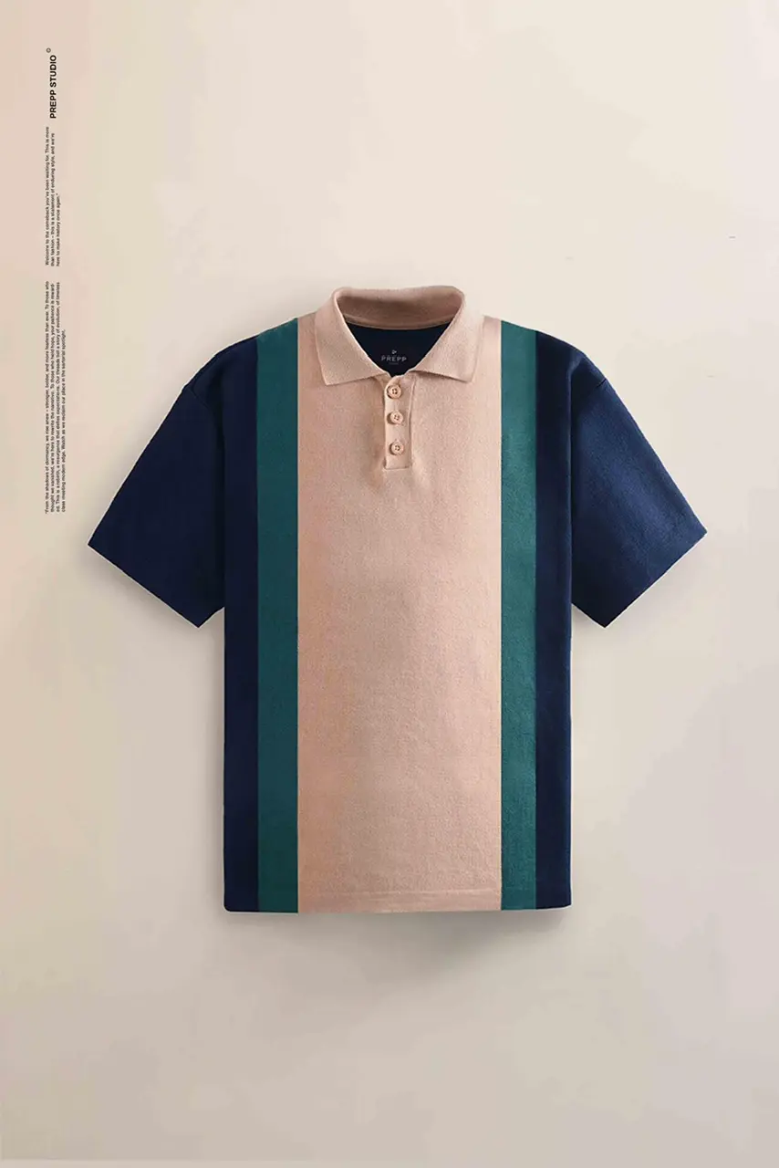 POLO STRIPE SENSE 3 STRIPE NAVY BROWN