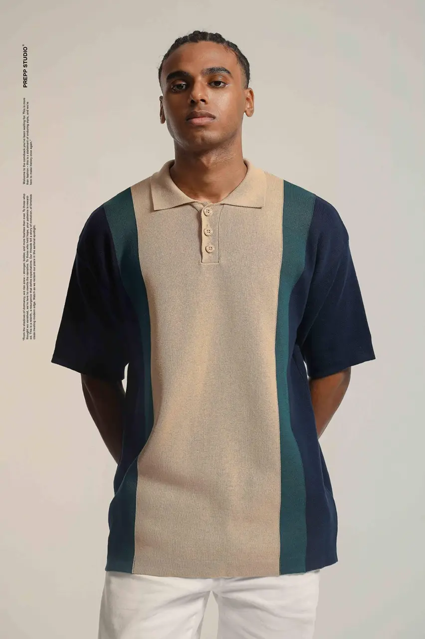 POLO STRIPE SENSE 3 STRIPE NAVY BROWN