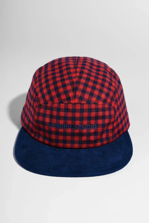 Image of PADP14-5 PANEL GINGHAM CAP MAROON