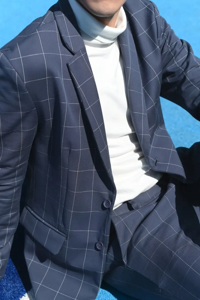 COMMUTER BLAZER GRID FLINSTONE BLUE