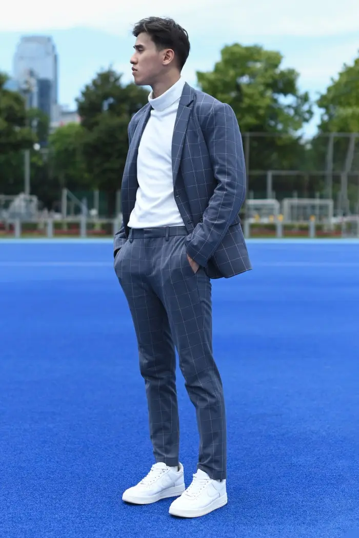 COMMUTER BLAZER GRID FLINSTONE BLUE