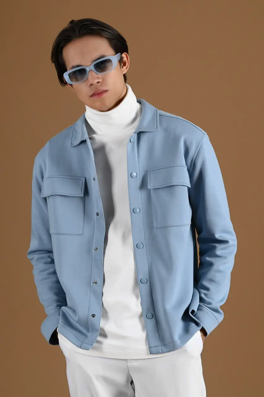 POAW76-SHACKET JACKET FADED BLUE