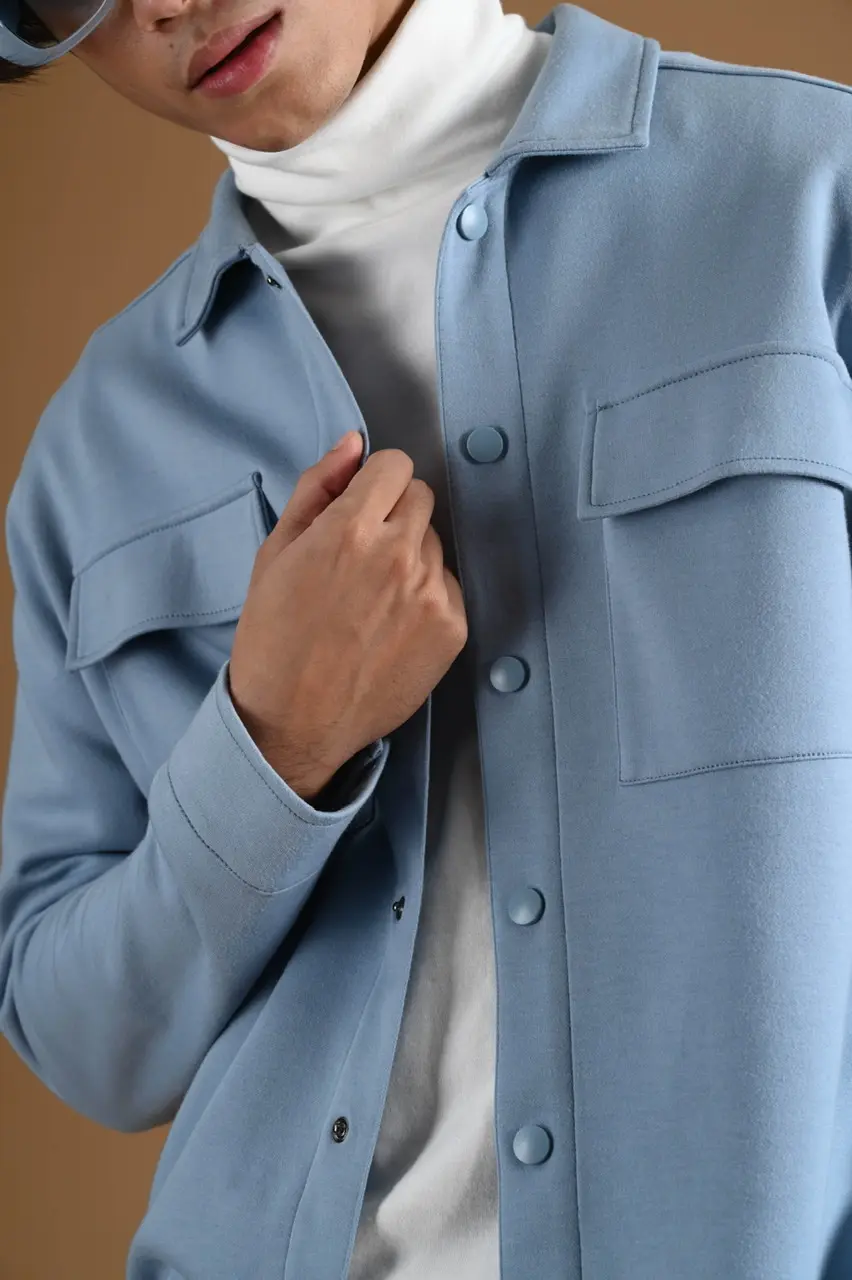 POAW76-SHACKET JACKET FADED BLUE