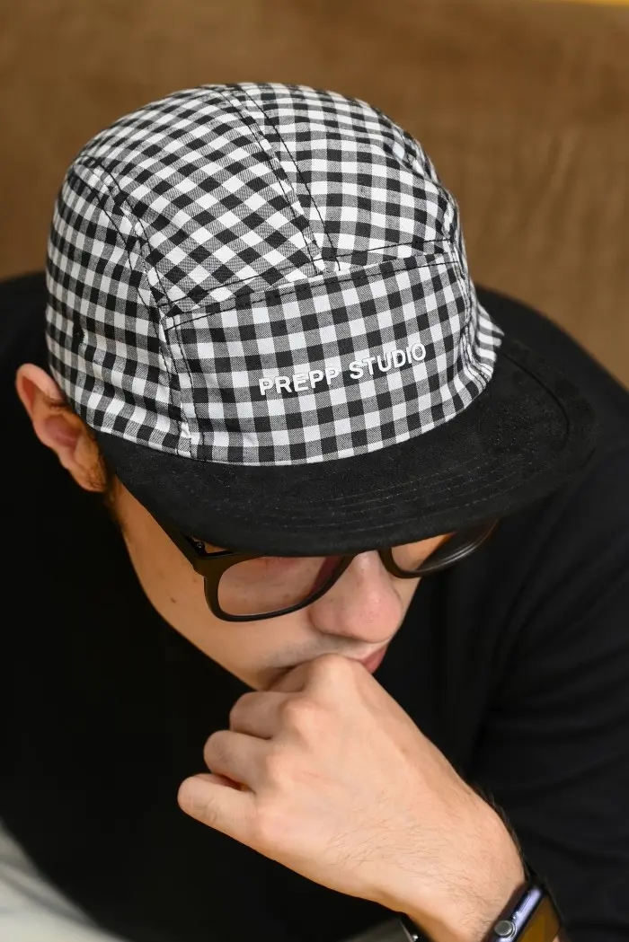 PADP02-5 PANEL GINGHAM CAP BLACK