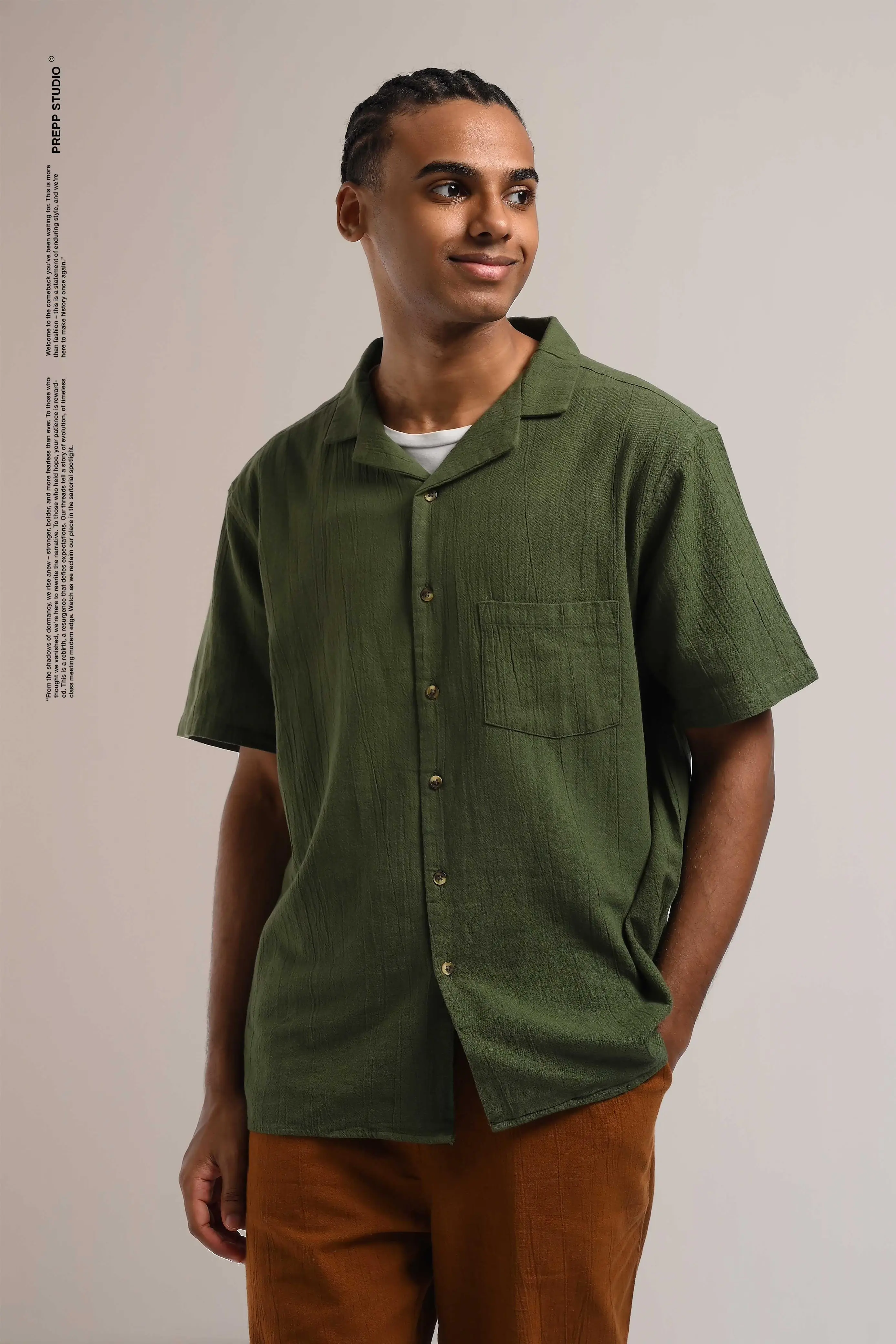 CORRUGATE CRINKLE SHIRT ARMY