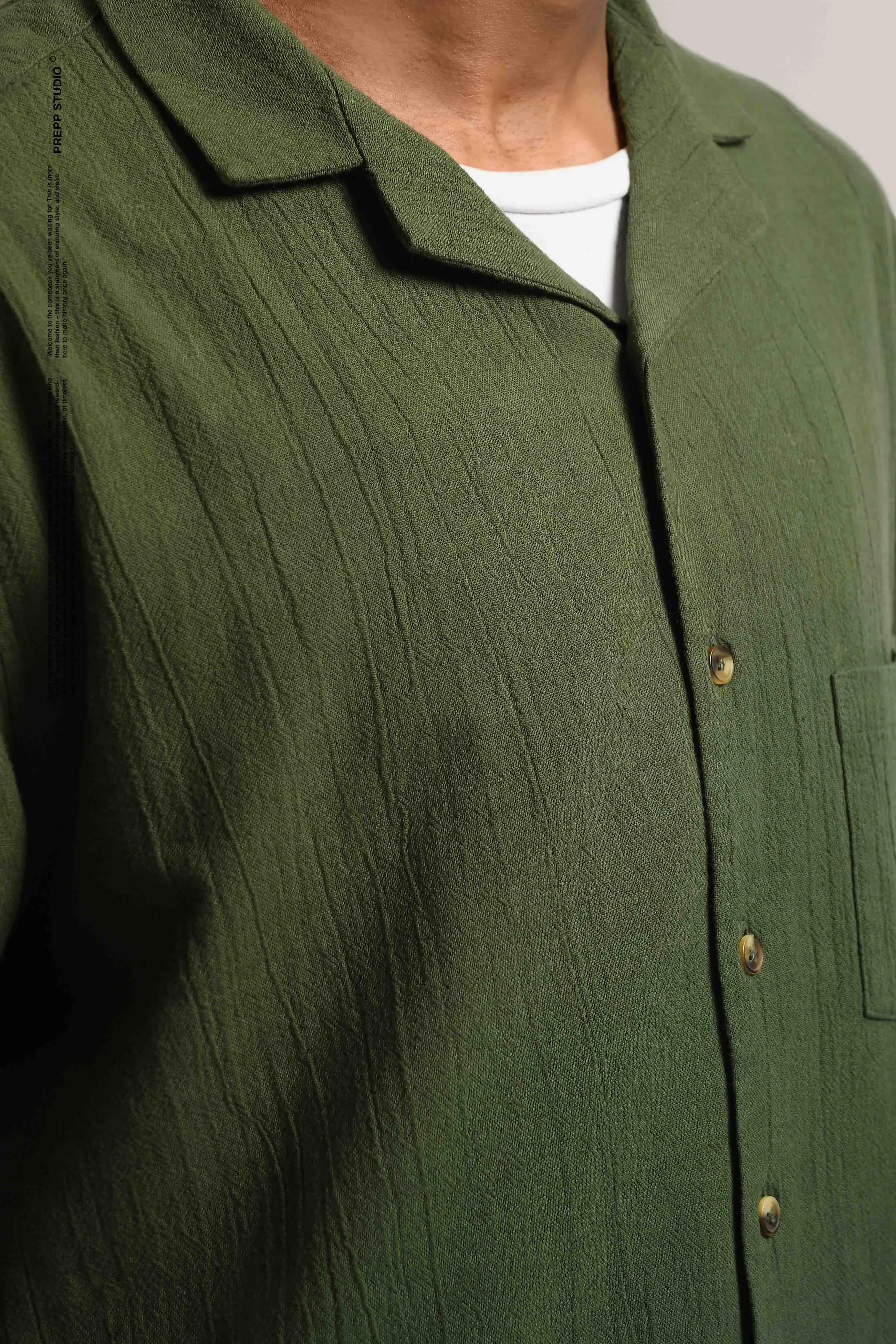 CORRUGATE CRINKLE SHIRT ARMY