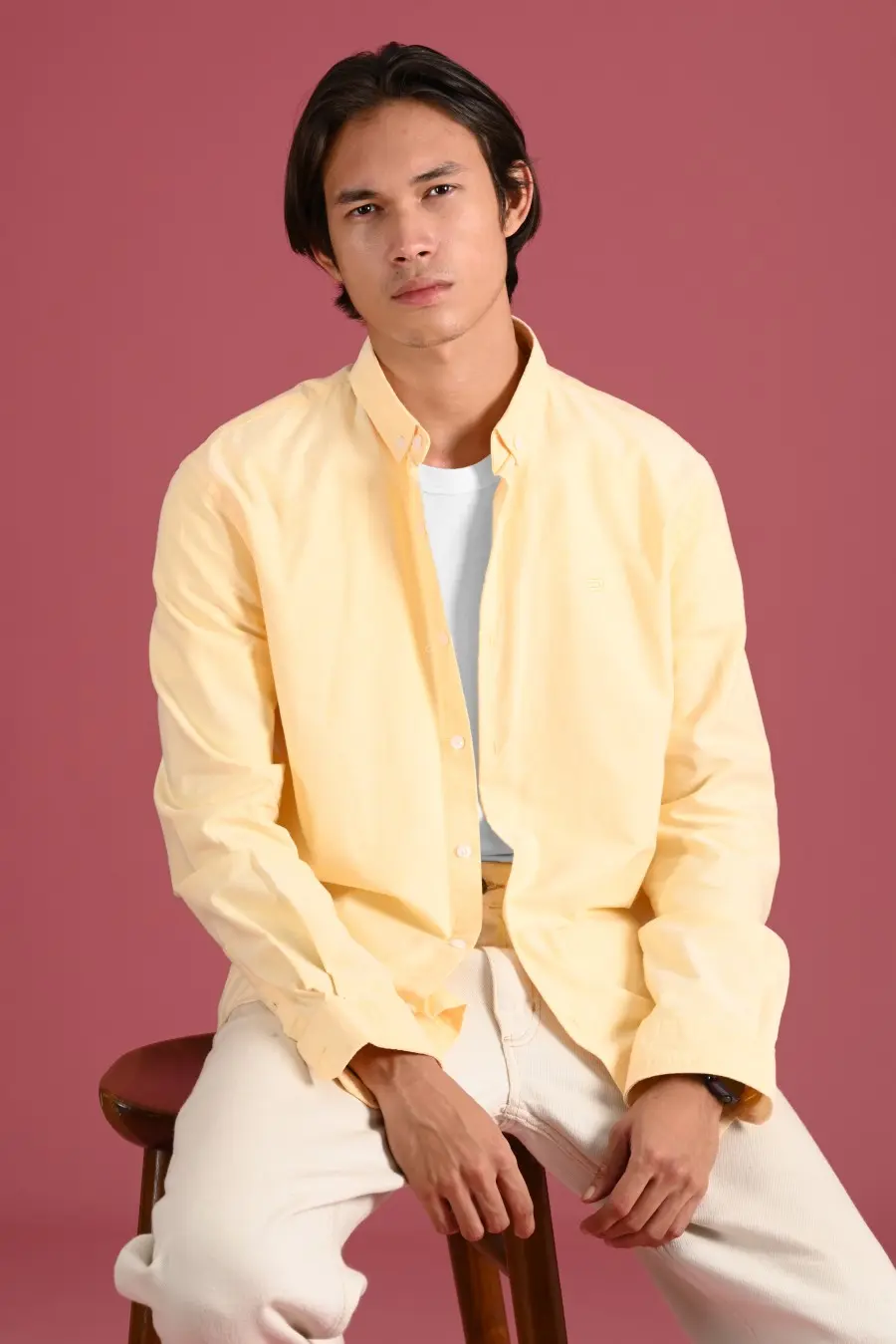 PSDB31-SIGNATURE OXFORD LONG SLEEVE SHIRT YELLOW