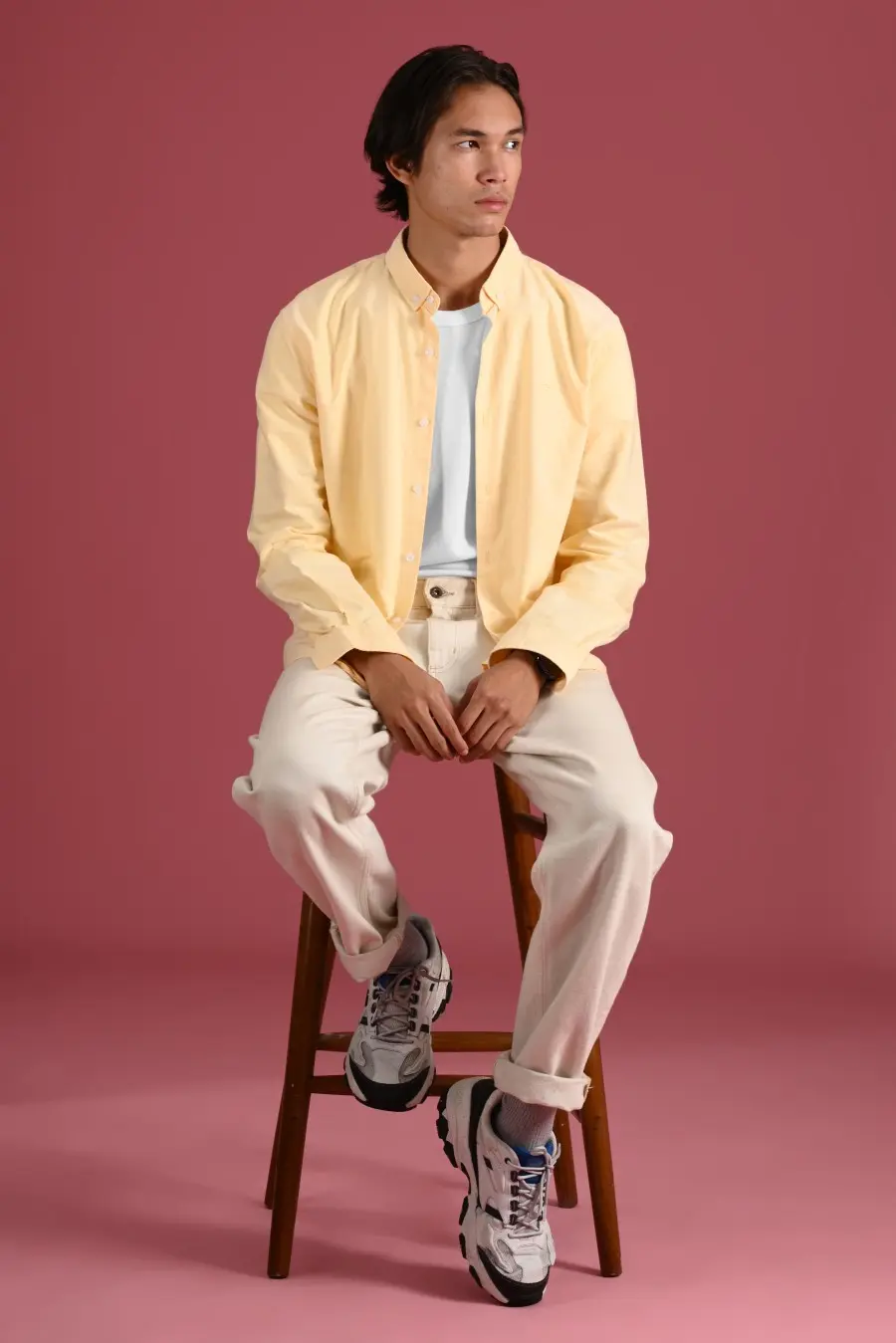 PSDB31-SIGNATURE OXFORD LONG SLEEVE SHIRT YELLOW