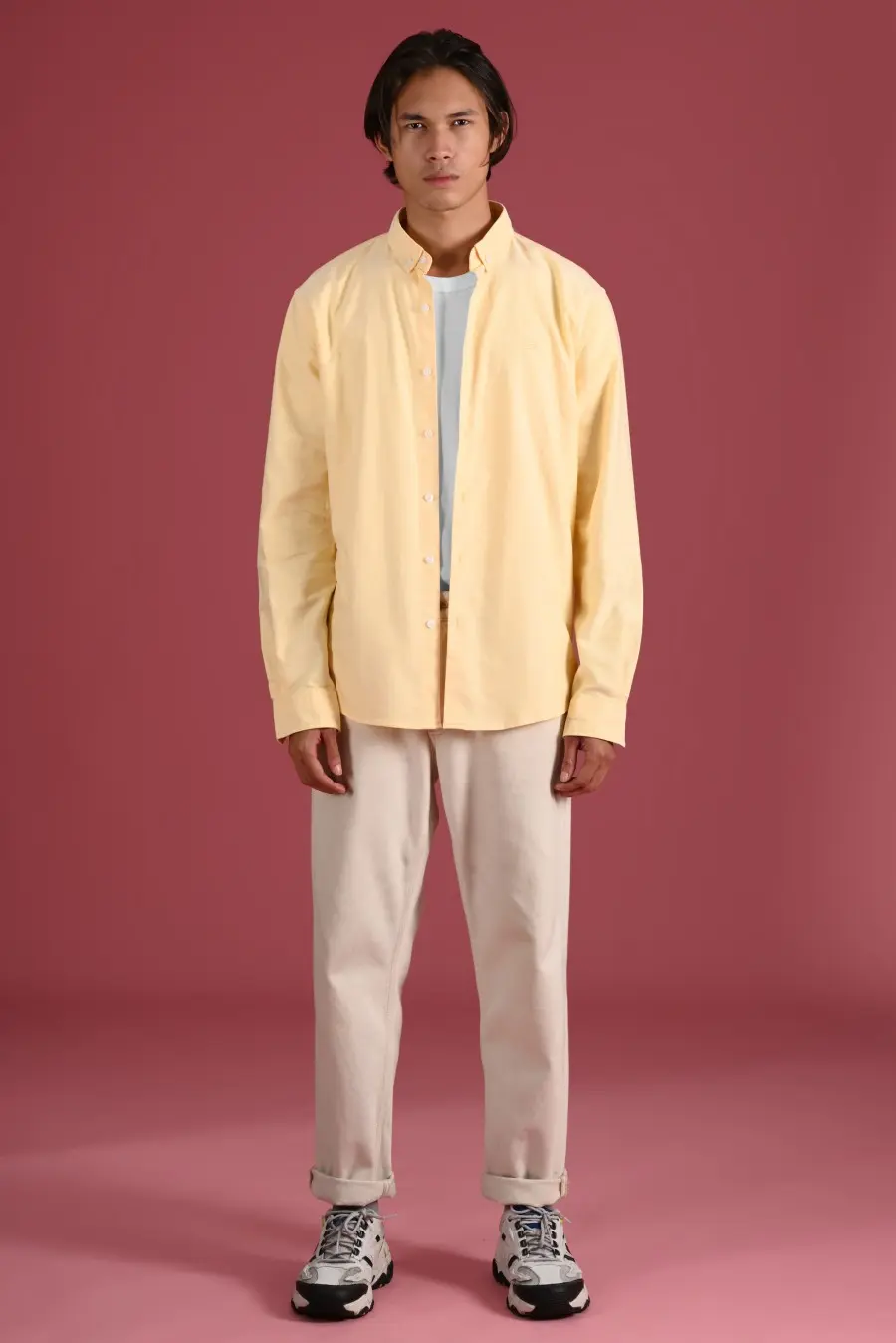 PSDB31-SIGNATURE OXFORD LONG SLEEVE SHIRT YELLOW