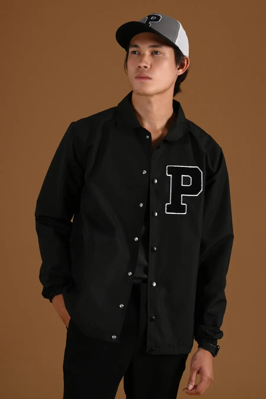 COLLEGIATE COACH JACKET BLACK
