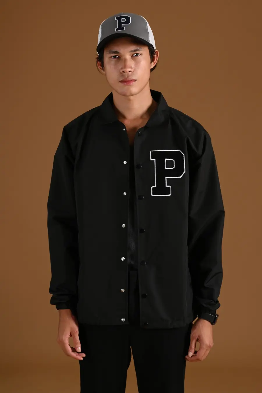 COLLEGIATE COACH JACKET BLACK