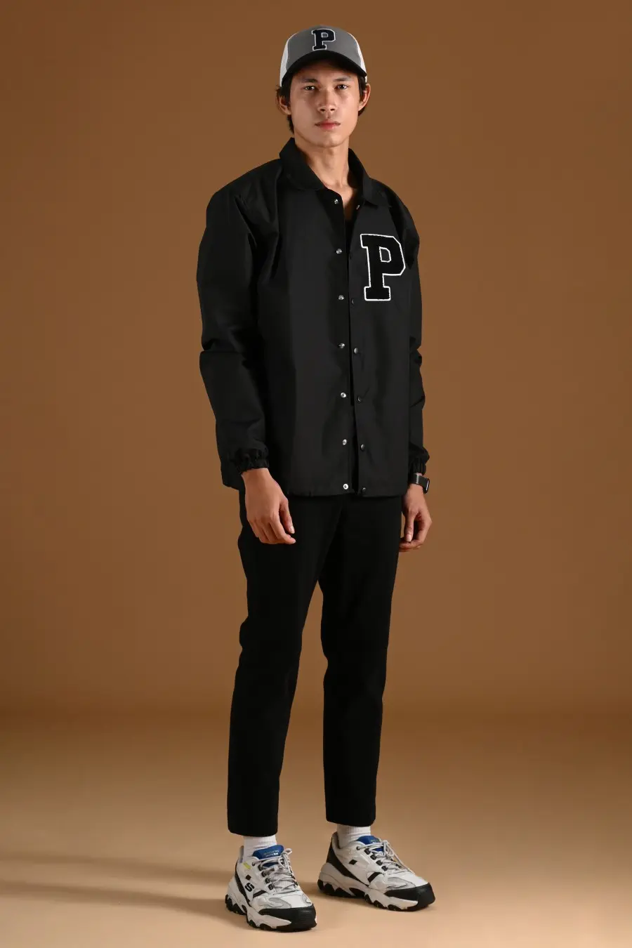 COLLEGIATE COACH JACKET BLACK