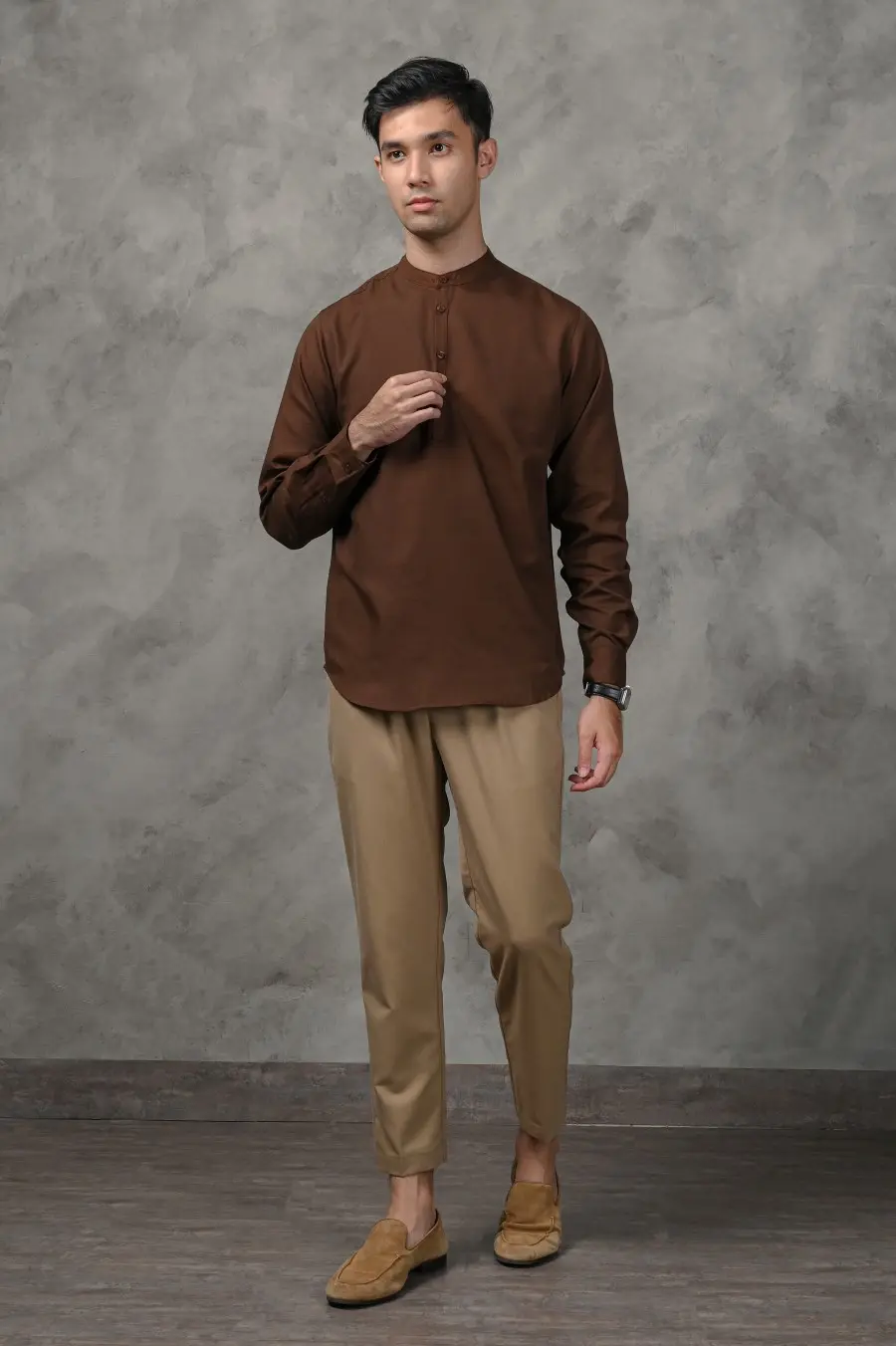 NOAH MODEST SHIRT DARK BROWN