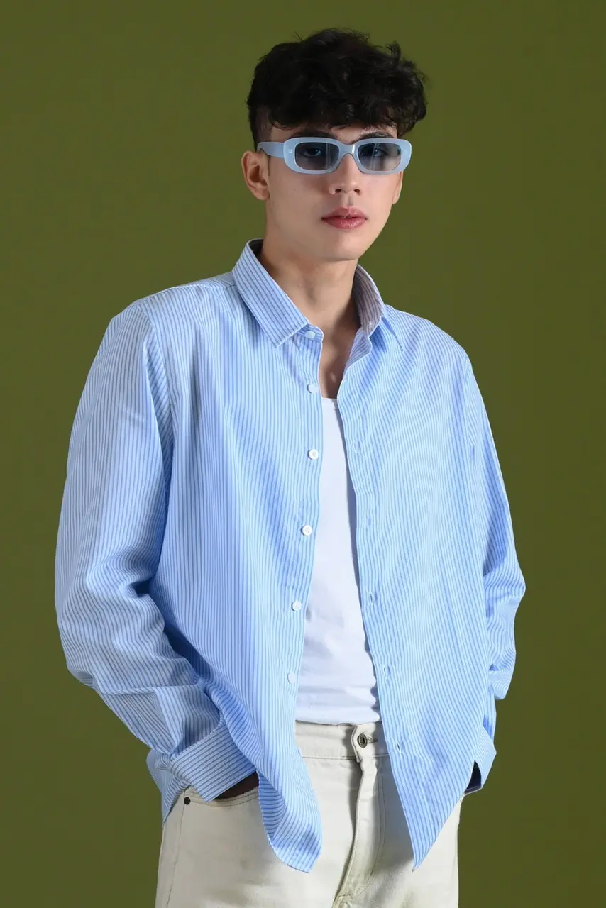 TEXTURED STRIPE SHIRT BLUE