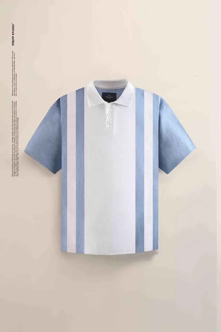 PLFT97-POLO STRIPE SENSE 2 STRIPE LIGHT BLUE WHITE
