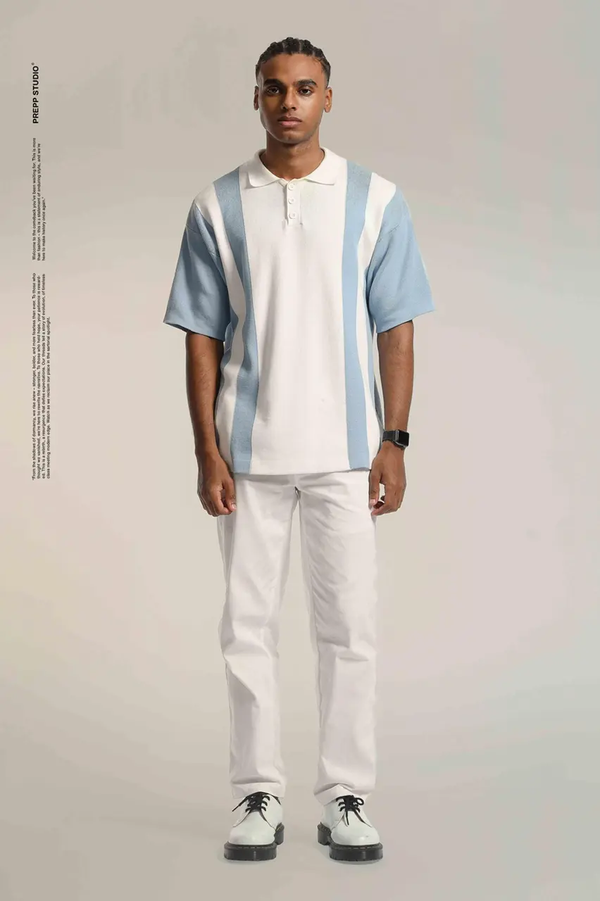 PLFT97-POLO STRIPE SENSE 2 STRIPE LIGHT BLUE WHITE